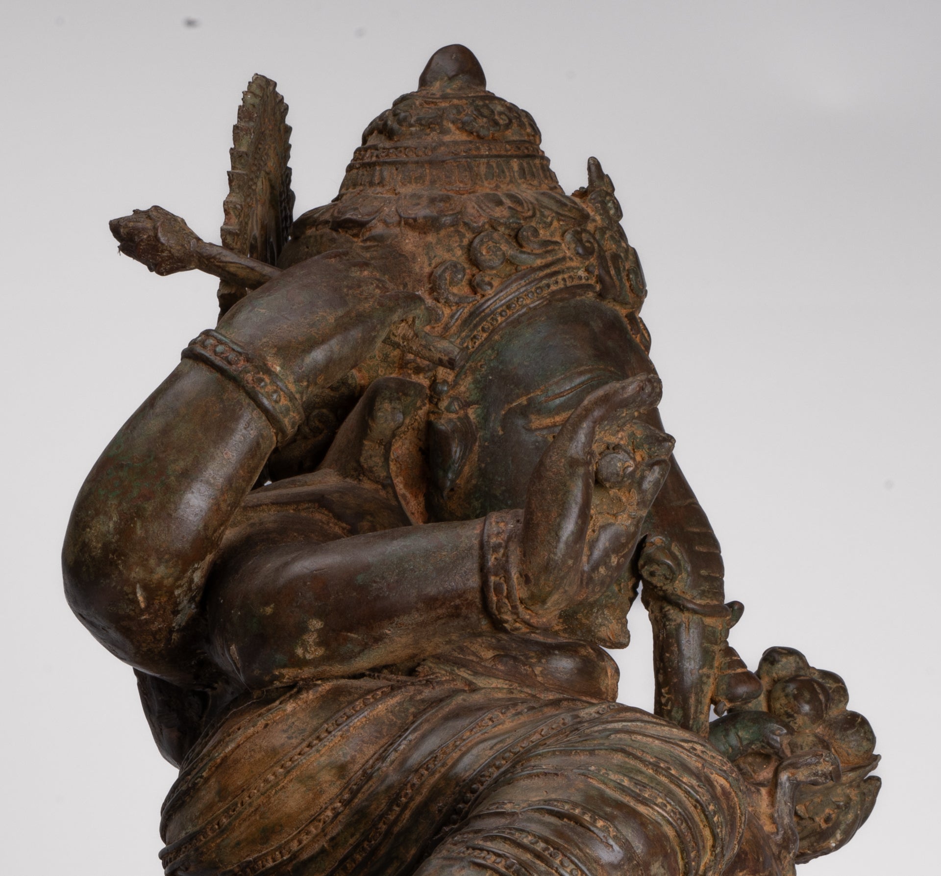 Ganesh - Antique Thai Style Bronze Reclining Ganesha Statue - 47cm/19"