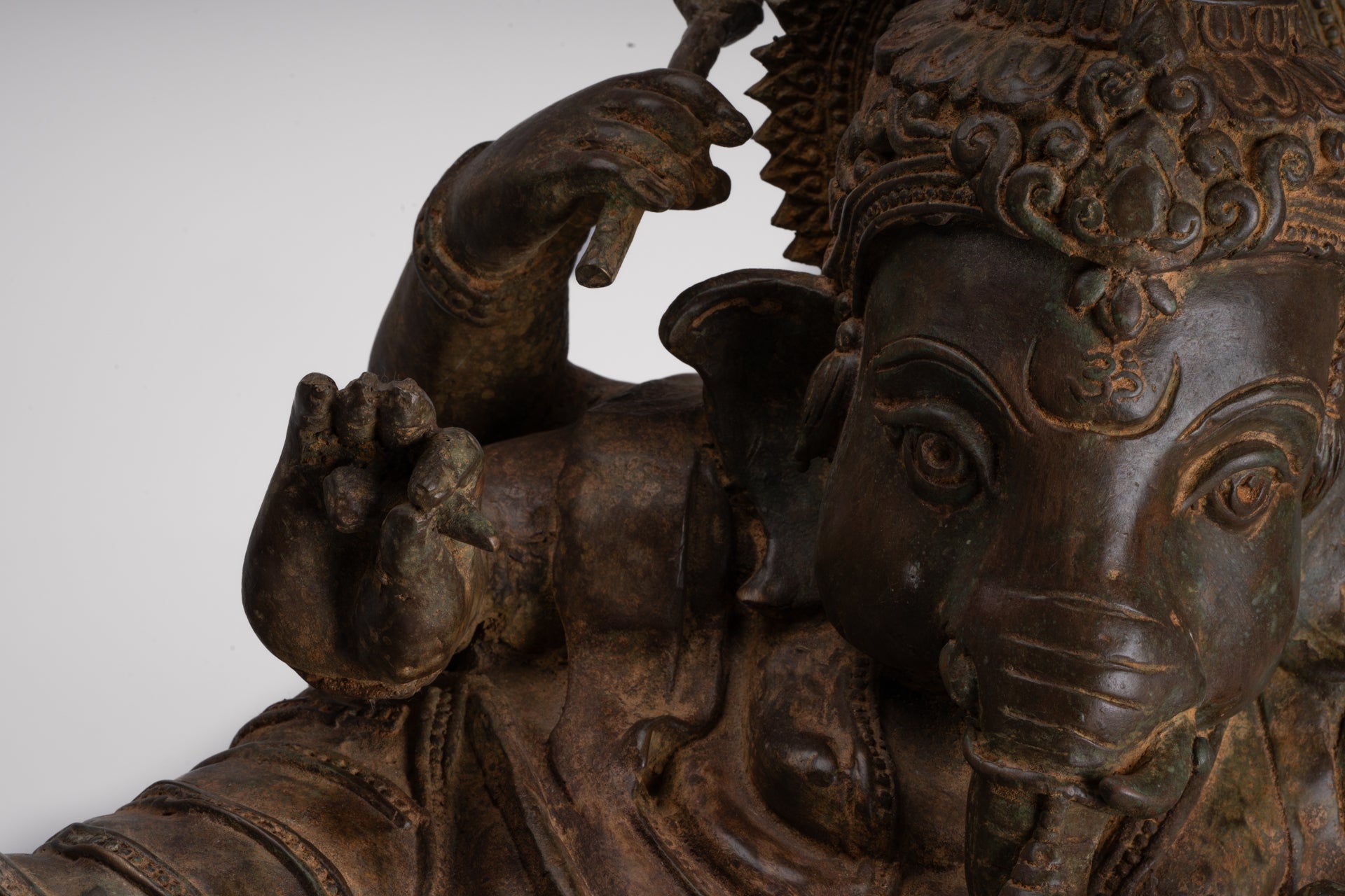 Ganesh - Antique Thai Style Bronze Reclining Ganesha Statue - 47cm/19"