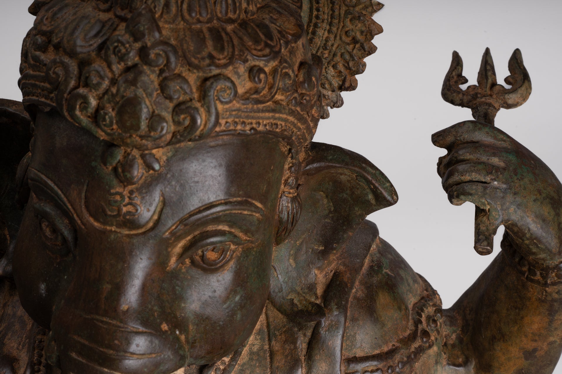 Ganesh - Antique Thai Style Bronze Reclining Ganesha Statue - 47cm/19"