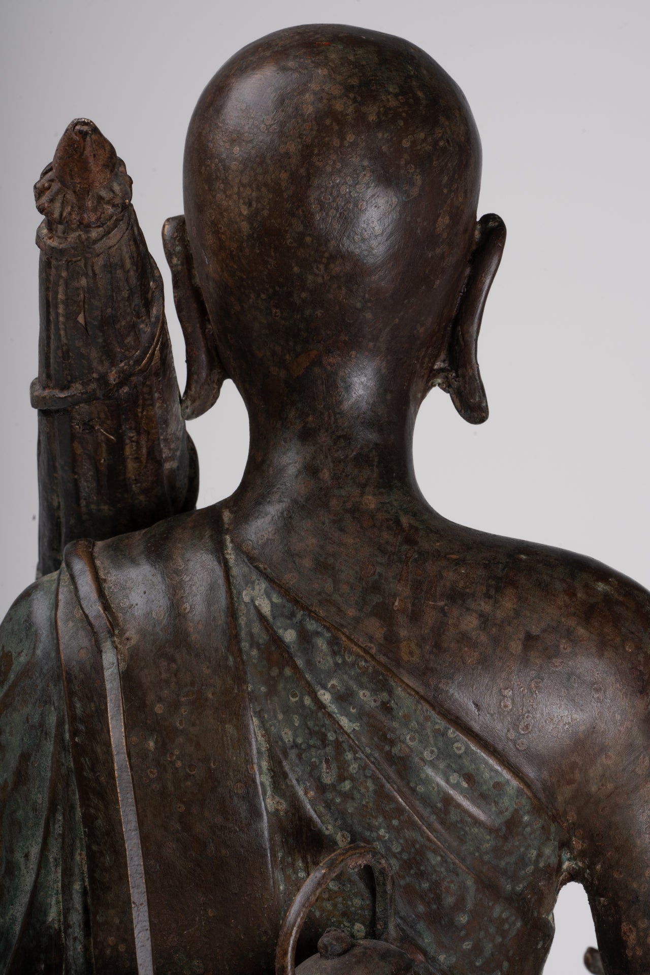 Monk - Antique Thai Style Bronze Dvaravati Sīvali Devotee / Disciple of Buddha Statue - 71cm/28"