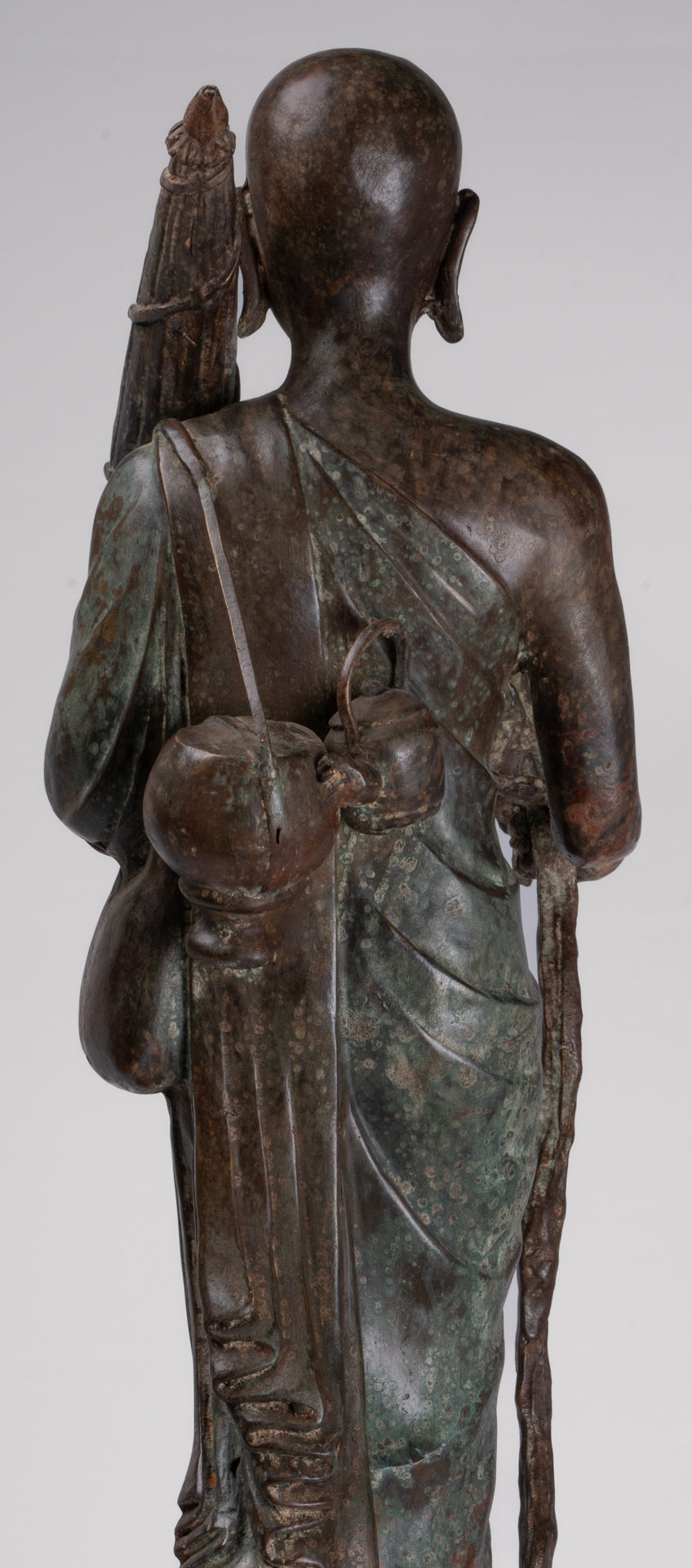 Monk - Antique Thai Style Bronze Dvaravati Sīvali Devotee / Disciple of Buddha Statue - 71cm/28"