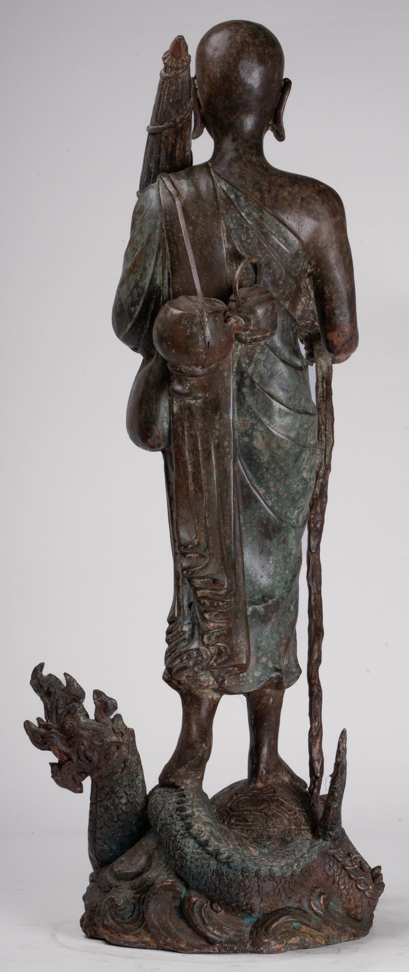 Monk - Antique Thai Style Bronze Dvaravati Sīvali Devotee / Disciple of Buddha Statue - 71cm/28"