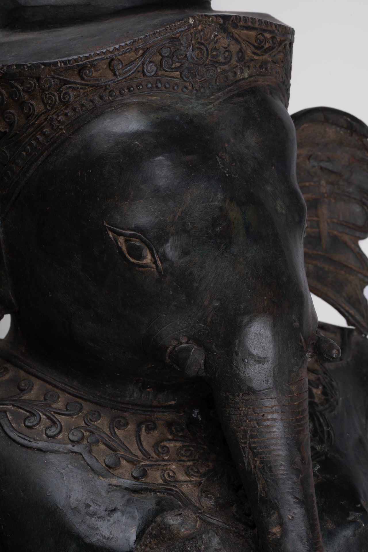 Ganesha Statue - Antique Thai Style Bronze Seated 2-Arm Ganesha Statue - 65cm/26"