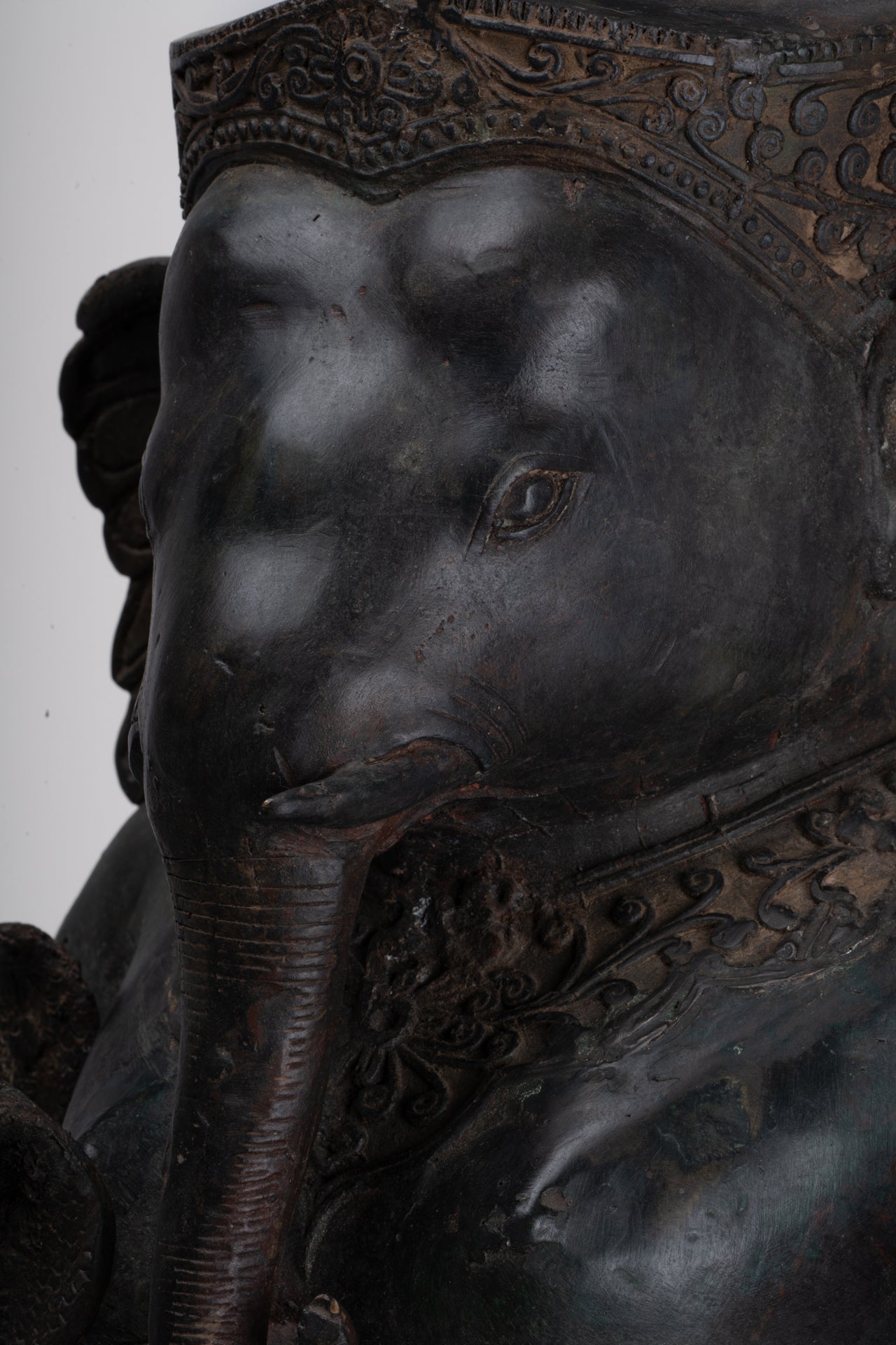 Ganesha Statue - Antique Thai Style Bronze Seated 2-Arm Ganesha Statue - 65cm/26"