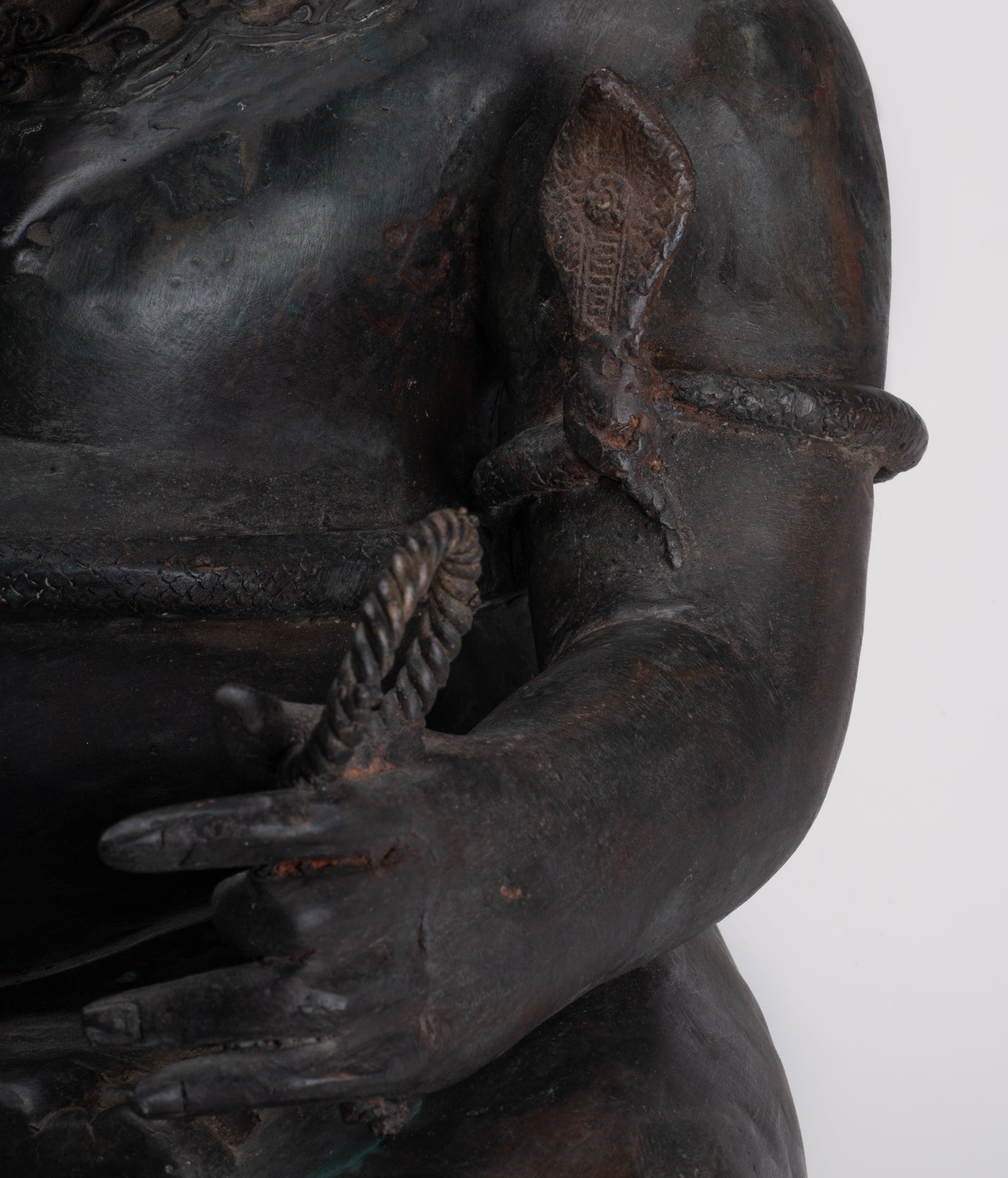 Ganesha Statue - Antique Thai Style Bronze Seated 2-Arm Ganesha Statue - 65cm/26"