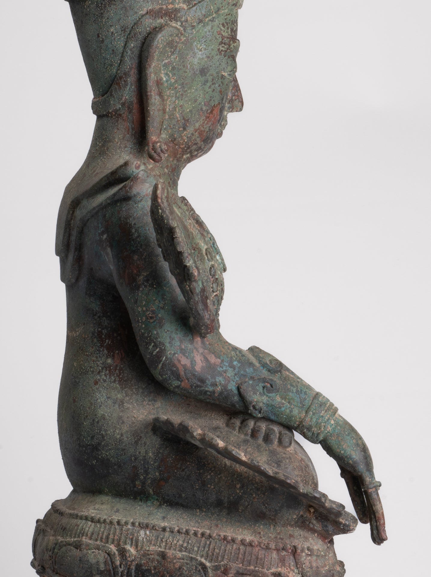 Antique Burmese Style Bronze Shan Enlightenment Seated Buddha Statue - 100cm/40"