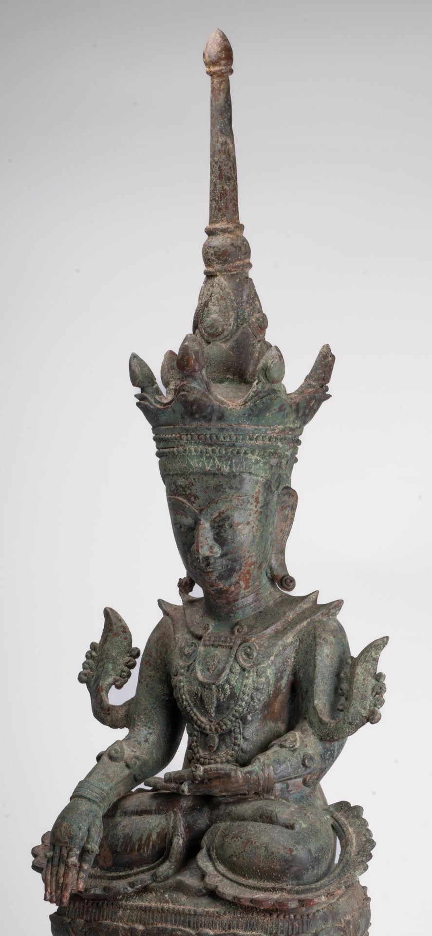 Antique Burmese Style Bronze Shan Enlightenment Seated Buddha Statue - 100cm/40"