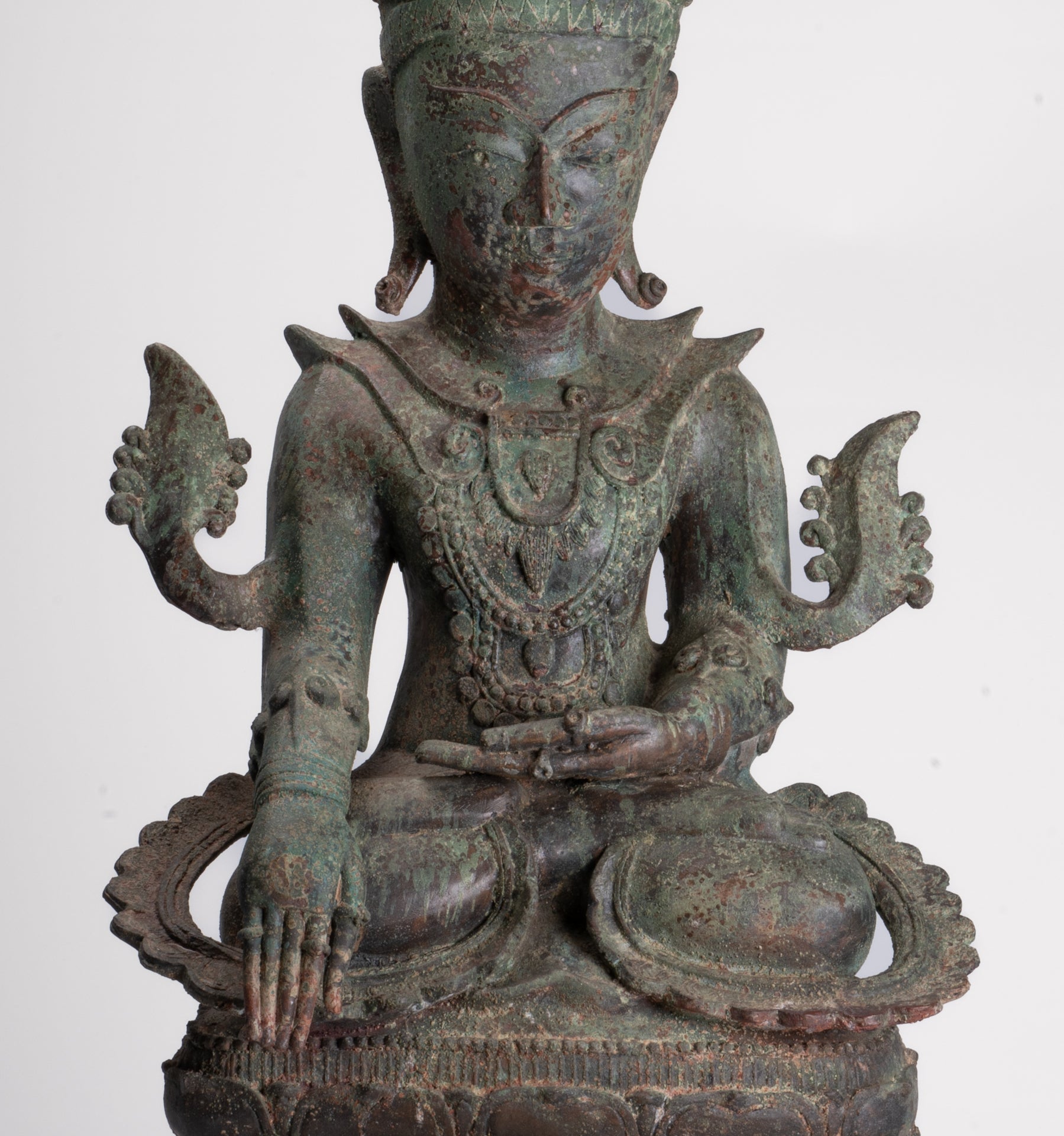 Antique Burmese Style Bronze Shan Enlightenment Seated Buddha Statue - 100cm/40"