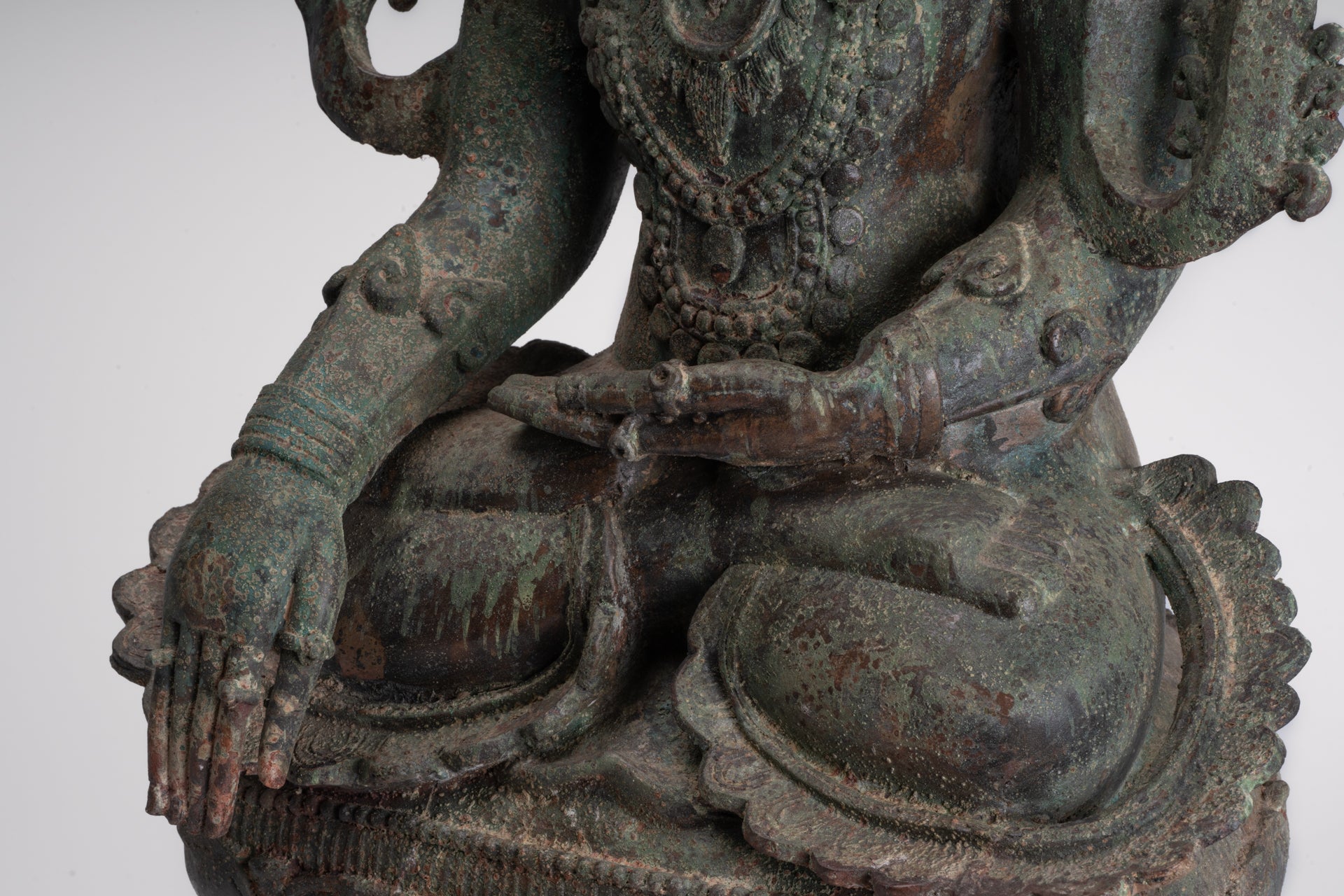 Antique Burmese Style Bronze Shan Enlightenment Seated Buddha Statue - 100cm/40"