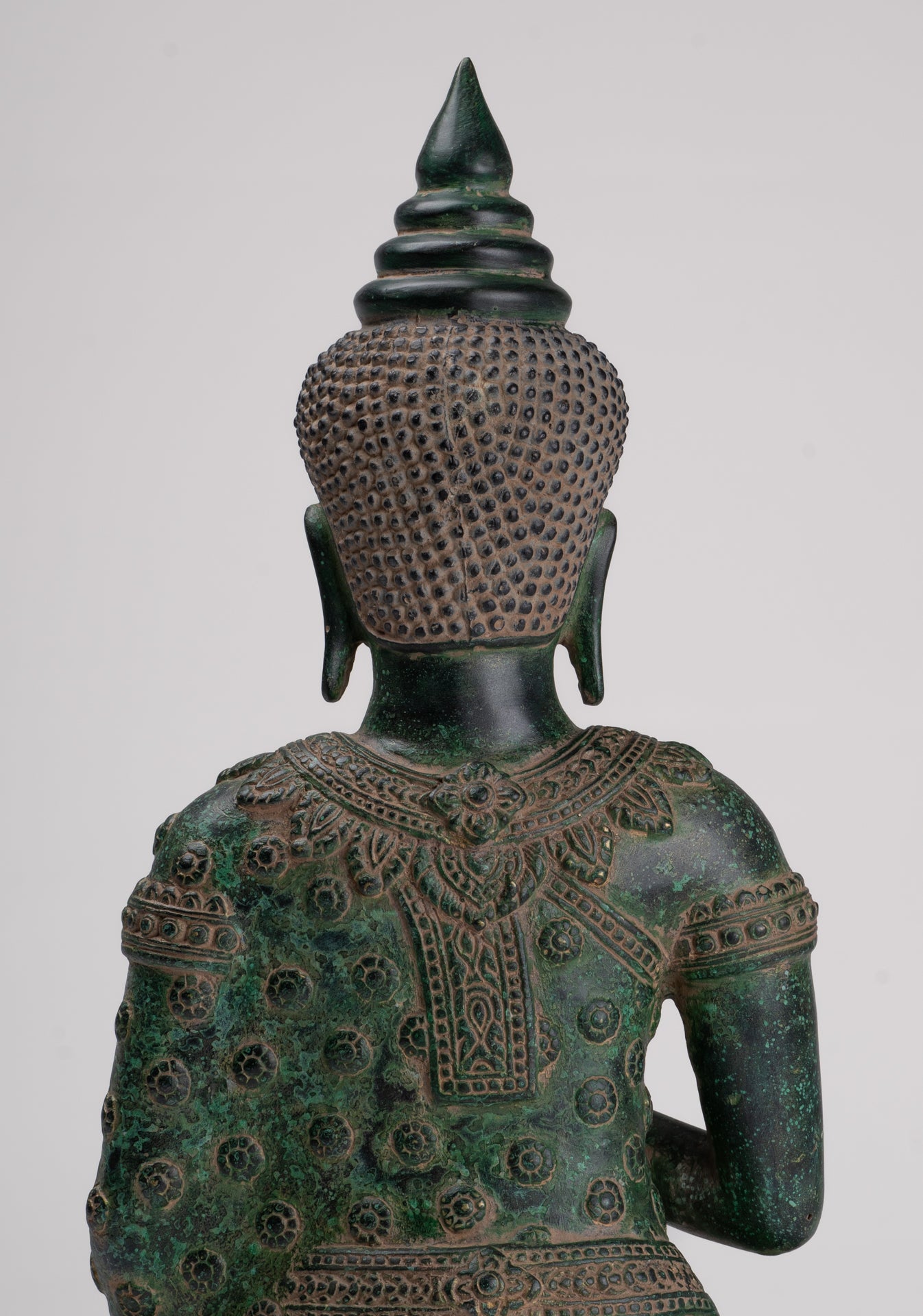 Buddha Statue - Antique Khmer Style Bronze Buddha Statue Dharmachakra Teaching Mudra - 36cm/14"