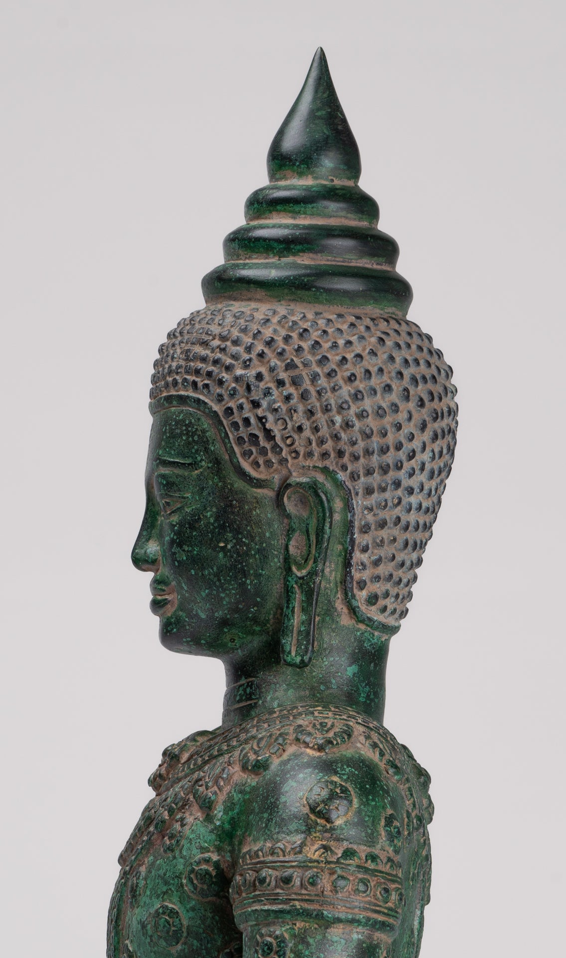 Buddha Statue - Antique Khmer Style Bronze Seated Amitabha Meditation Buddha Statue - 37cm/15"