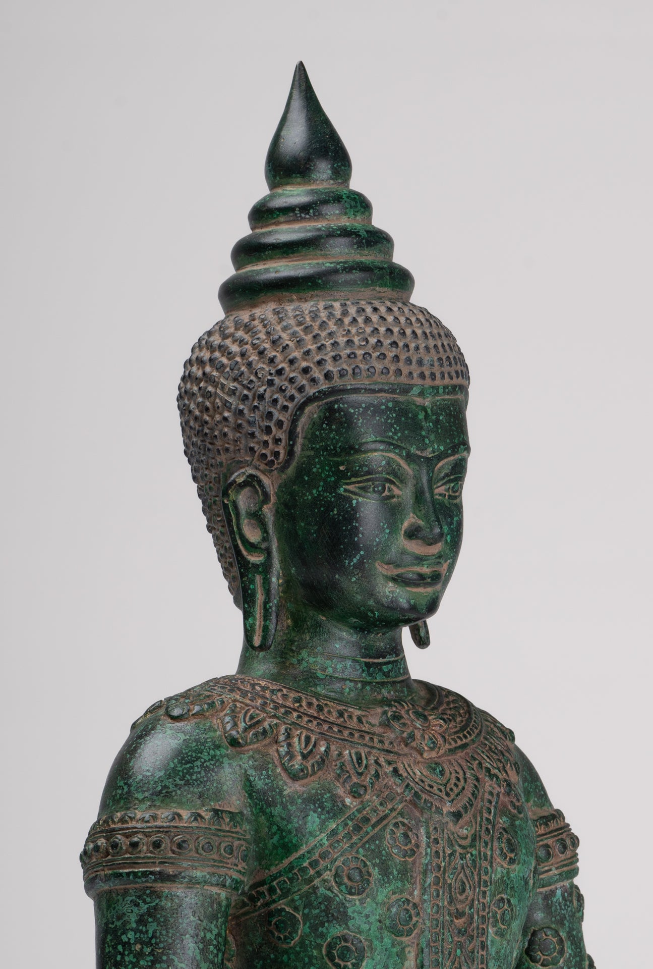 Statue de Bouddha - Antique Khmer Style Bronze Assied Amitabha Meditation Statue Bouddha - 37 cm / 15 "