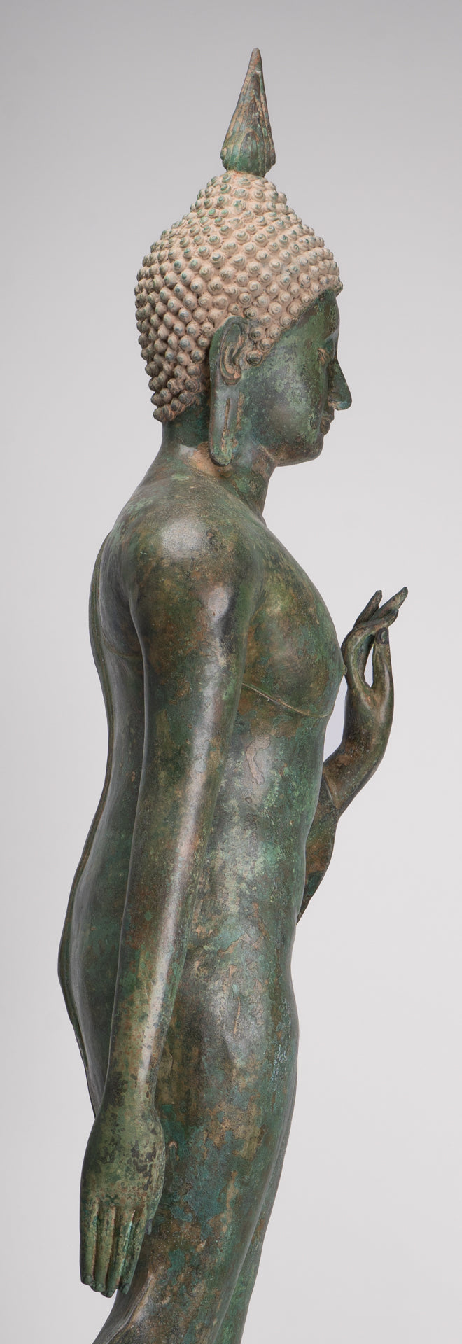 Large Antique Thai Style Sukhothai Bronze Teaching Walking Buddha Statue - 147cm/59"
