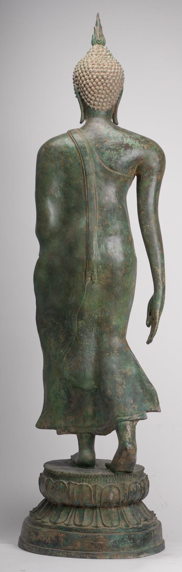 Large Antique Thai Style Sukhothai Bronze Teaching Walking Buddha Statue - 147cm/59"