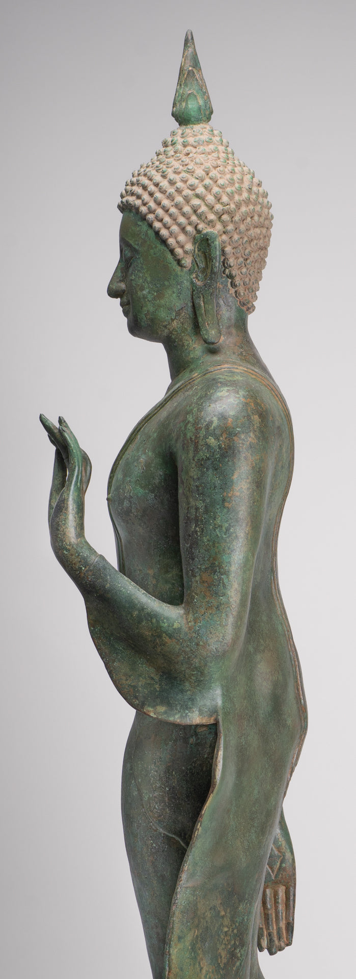 Large Antique Thai Style Sukhothai Bronze Teaching Walking Buddha Statue - 147cm/59"