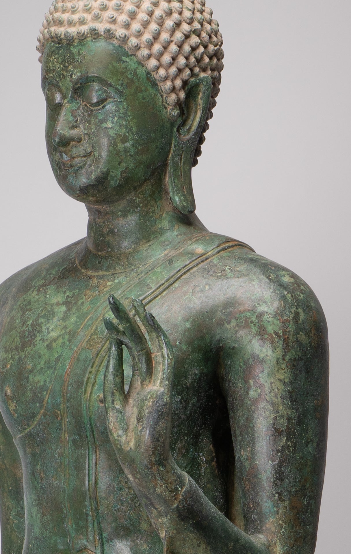 Large Antique Thai Style Sukhothai Bronze Teaching Walking Buddha Statue - 147cm/59"