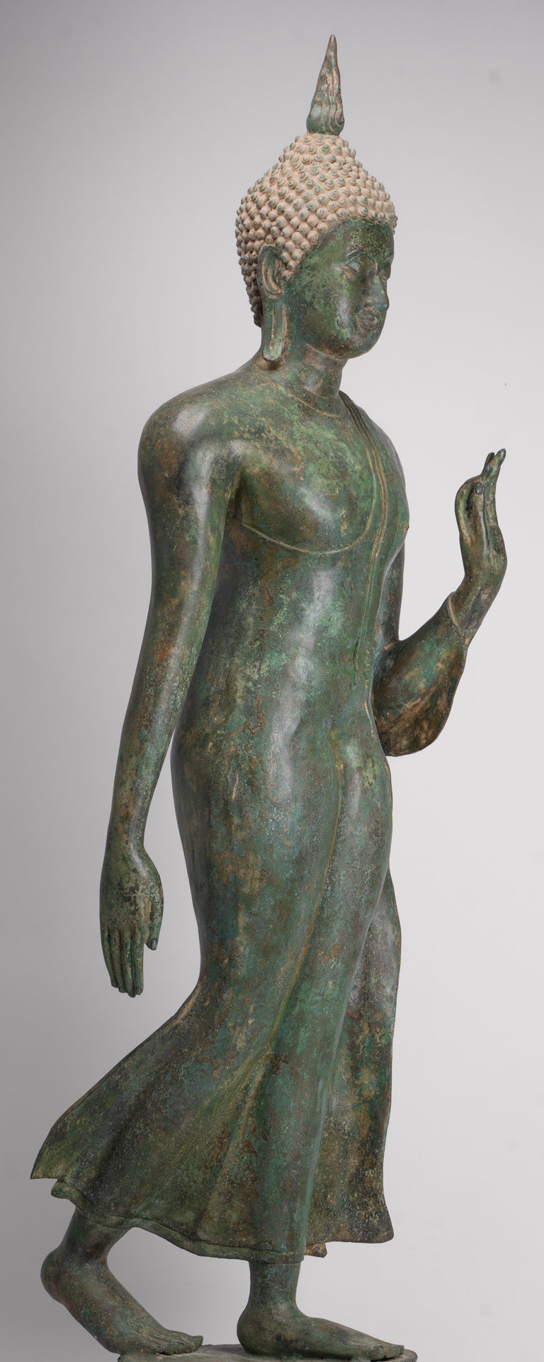 Large Antique Thai Style Sukhothai Bronze Teaching Walking Buddha Statue - 147cm/59"