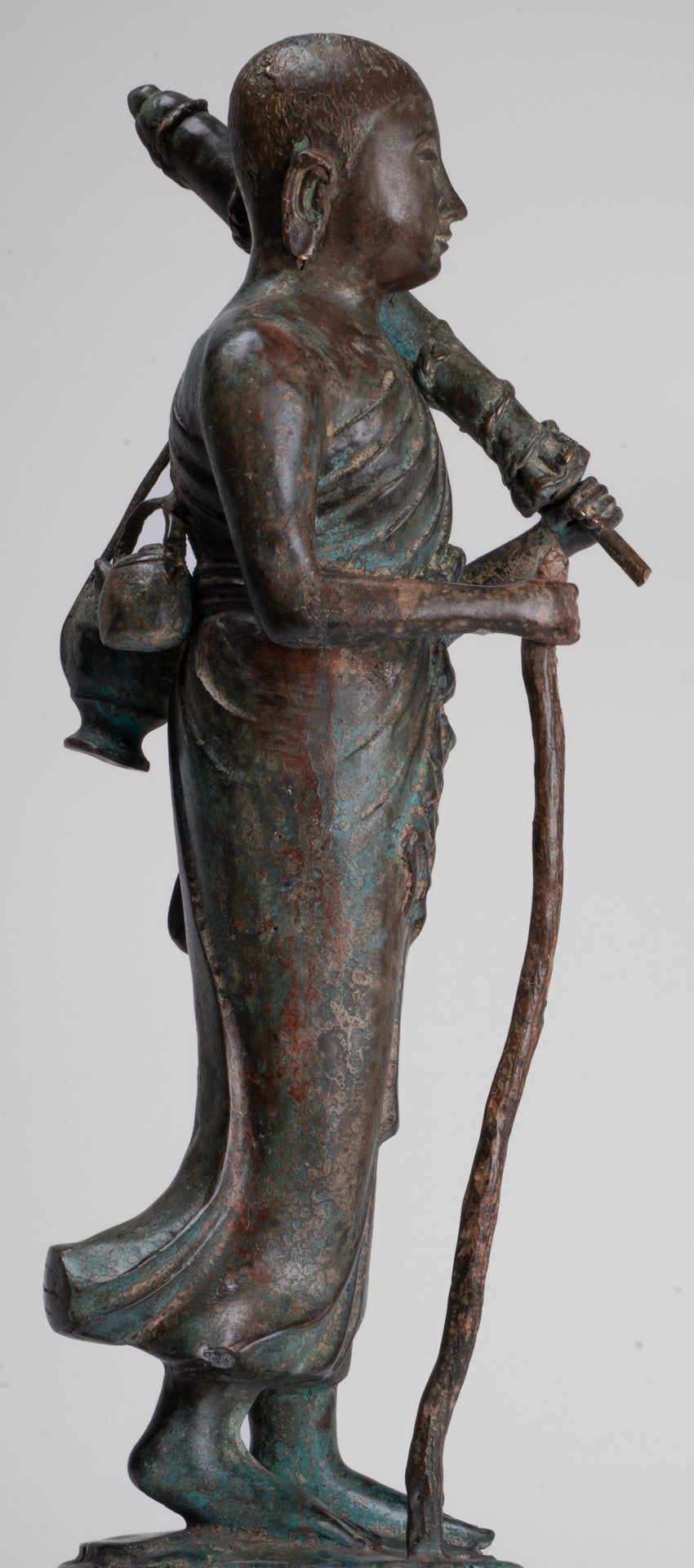 Monje - Antique Thai Style Bronze Dvaravati Sīvali Devotee / Disciple of Buddha Statue - 57cm / 23 "