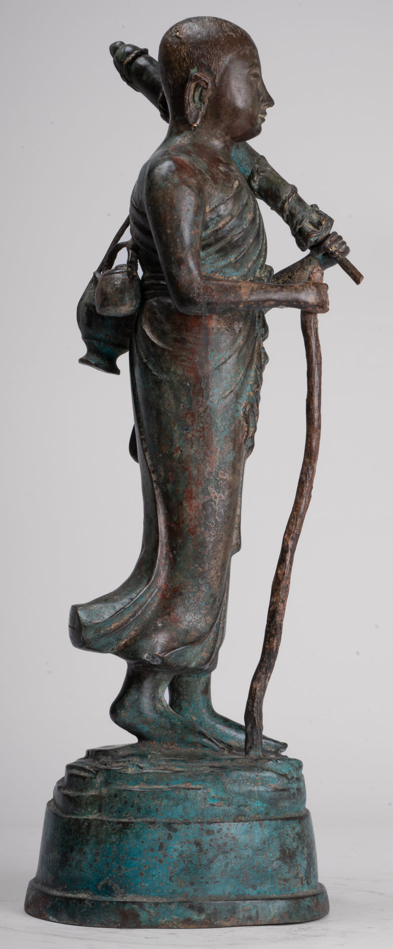 Monje - Antique Thai Style Bronze Dvaravati Sīvali Devotee / Disciple of Buddha Statue - 57cm / 23 "