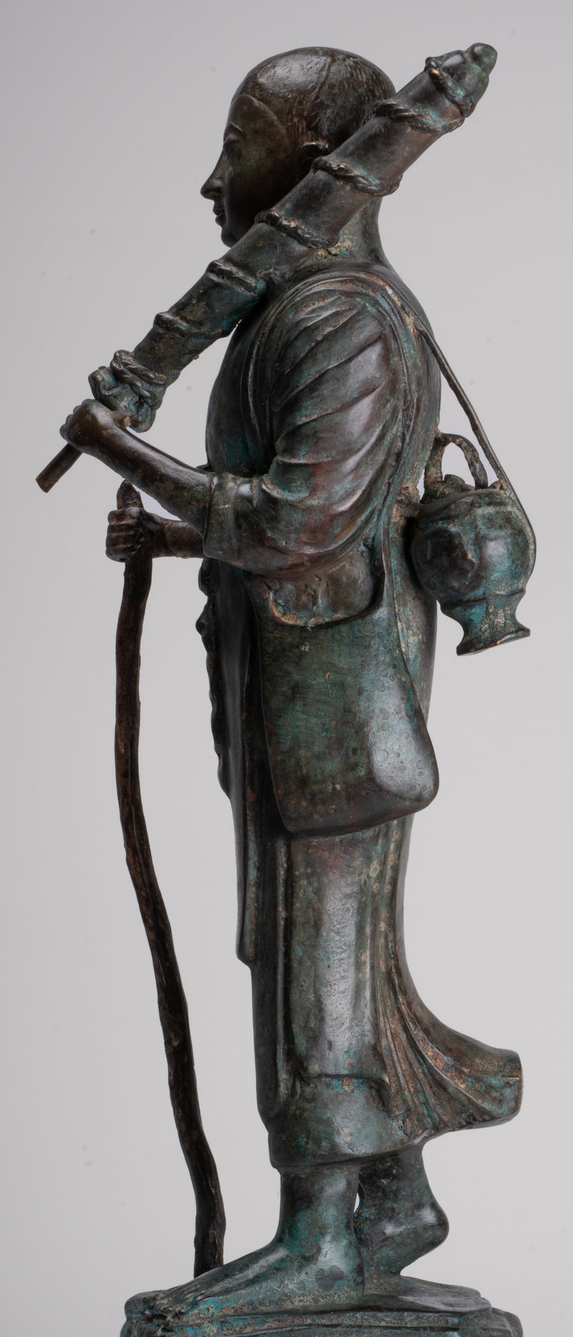 Monje - Antique Thai Style Bronze Dvaravati Sīvali Devotee / Disciple of Buddha Statue - 57cm / 23 "