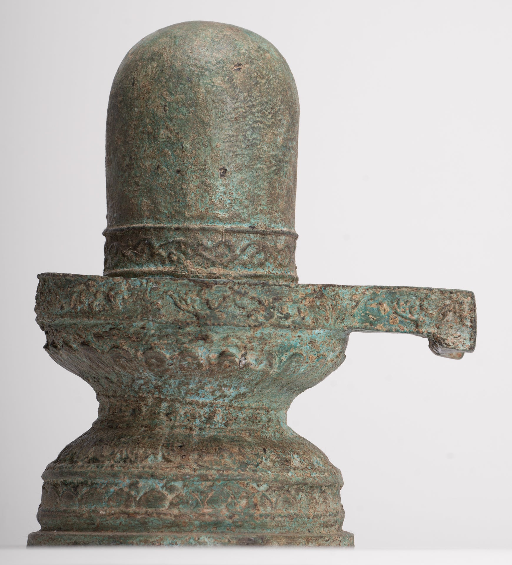 Linga - Antique Indian Style South Asia Bronze Shiva Linga / Lingnum & Yoni - 27cm/11"