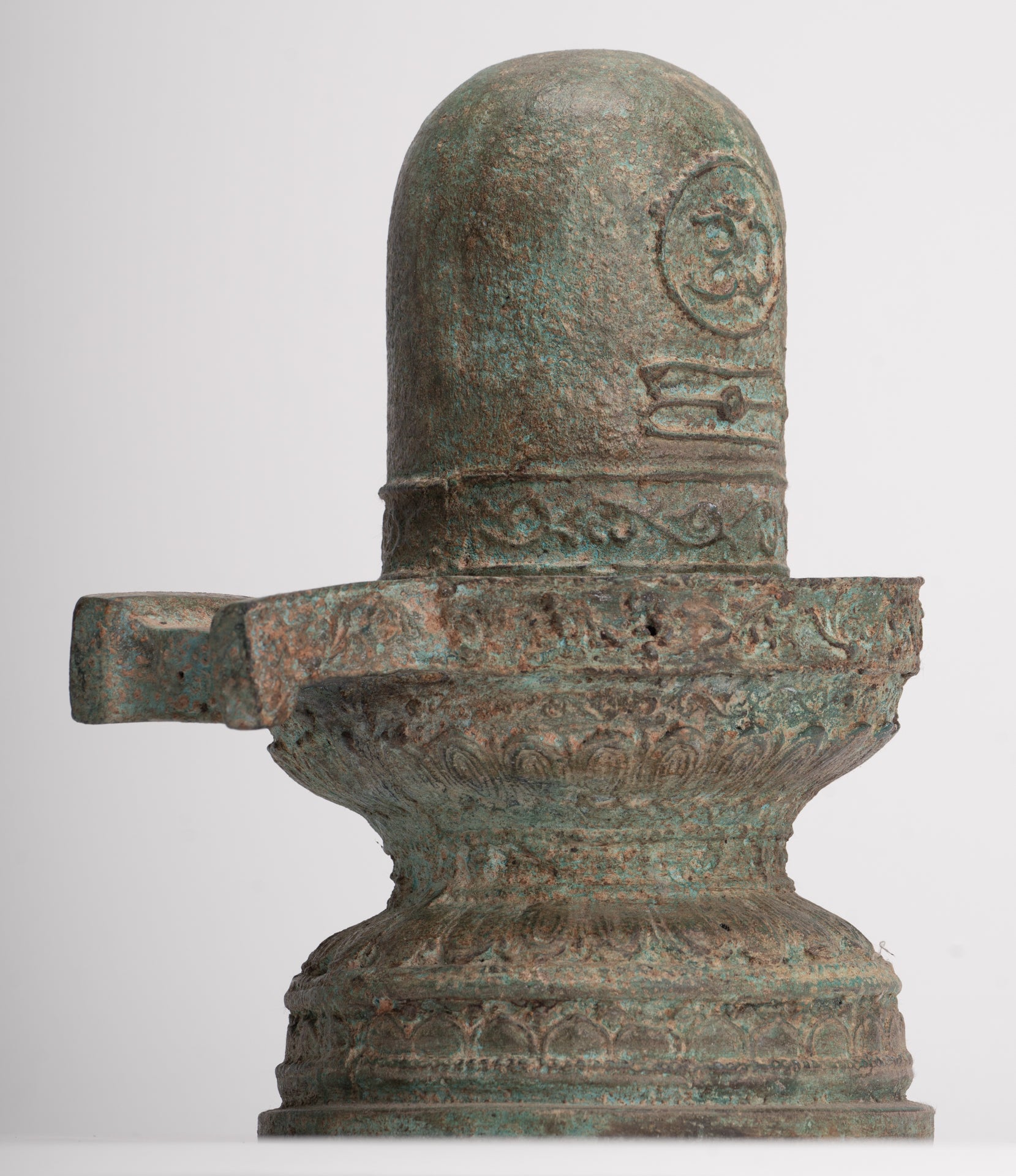 Linga - Antique Indian Style South Asia Bronze Shiva Linga / Lingnum & Yoni - 27cm/11"