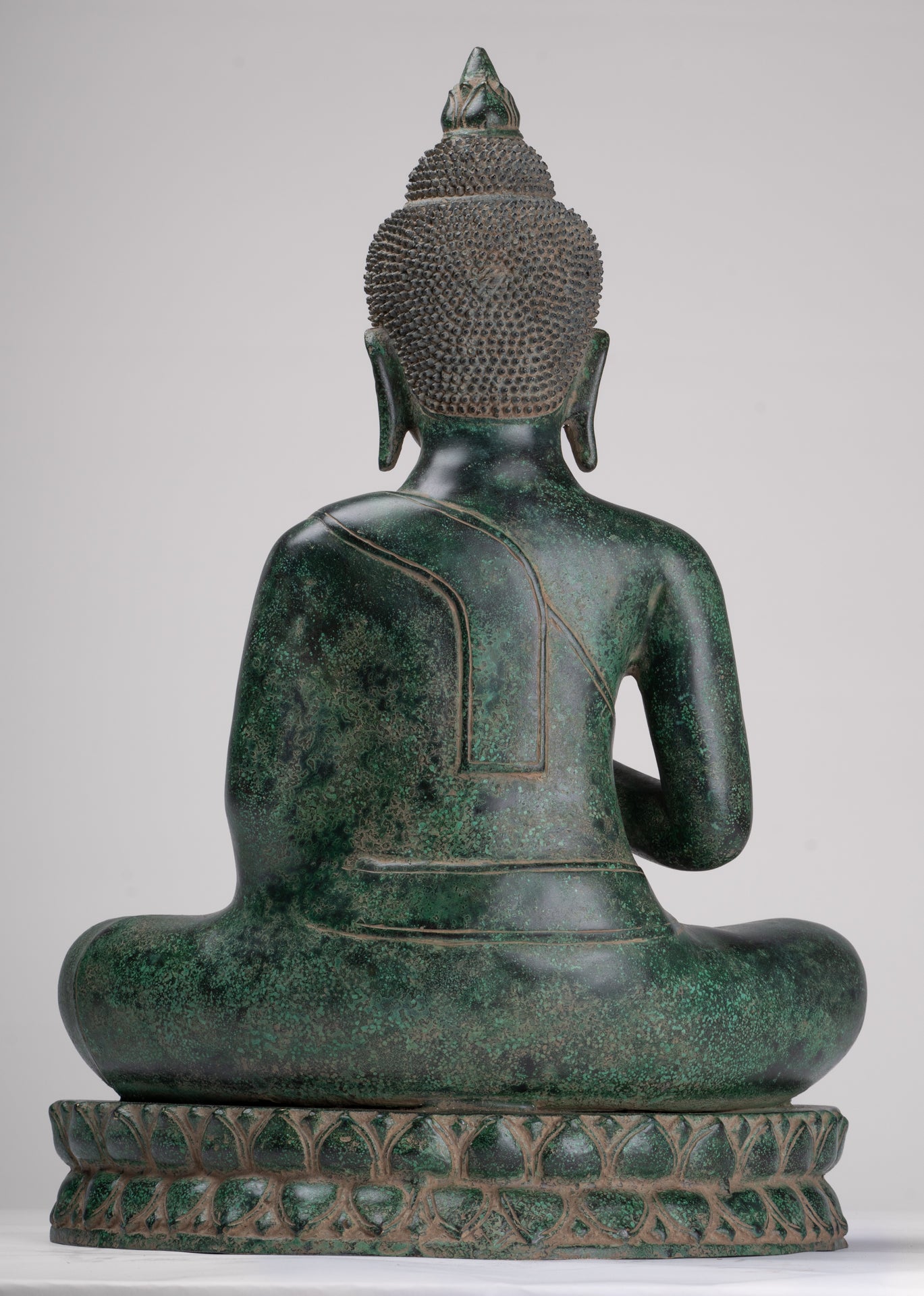 Buddha Statue - Antique Khmer Style Bronze Enthroned Teaching Buddha Statue - 47cm/19"