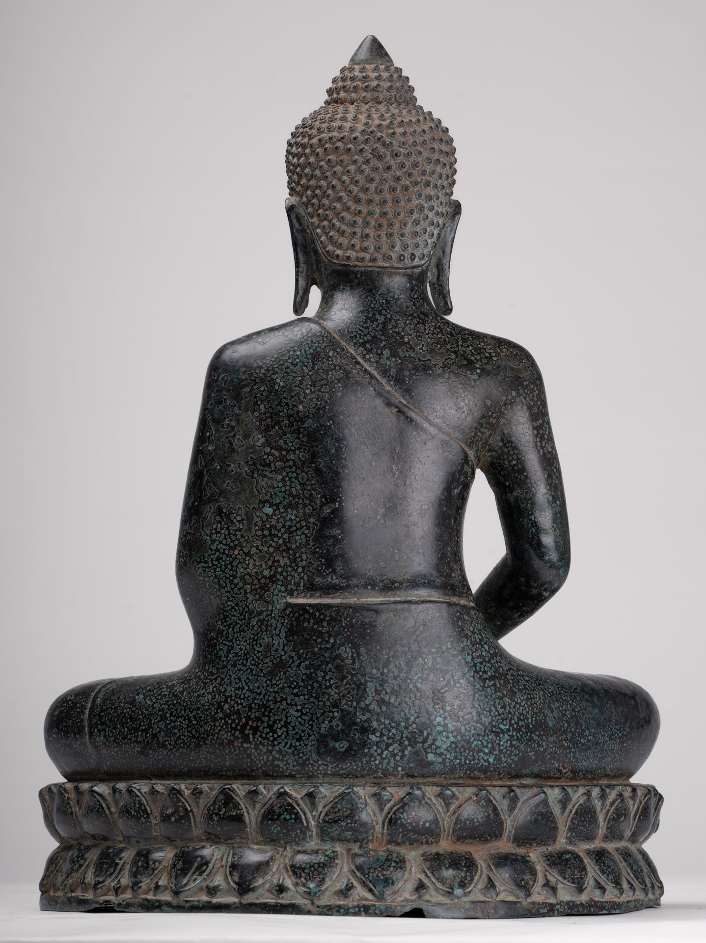 Buddha Statue - Antique Khmer Style Bronze Seated Meditation Buddha Statue - 42cm/17"