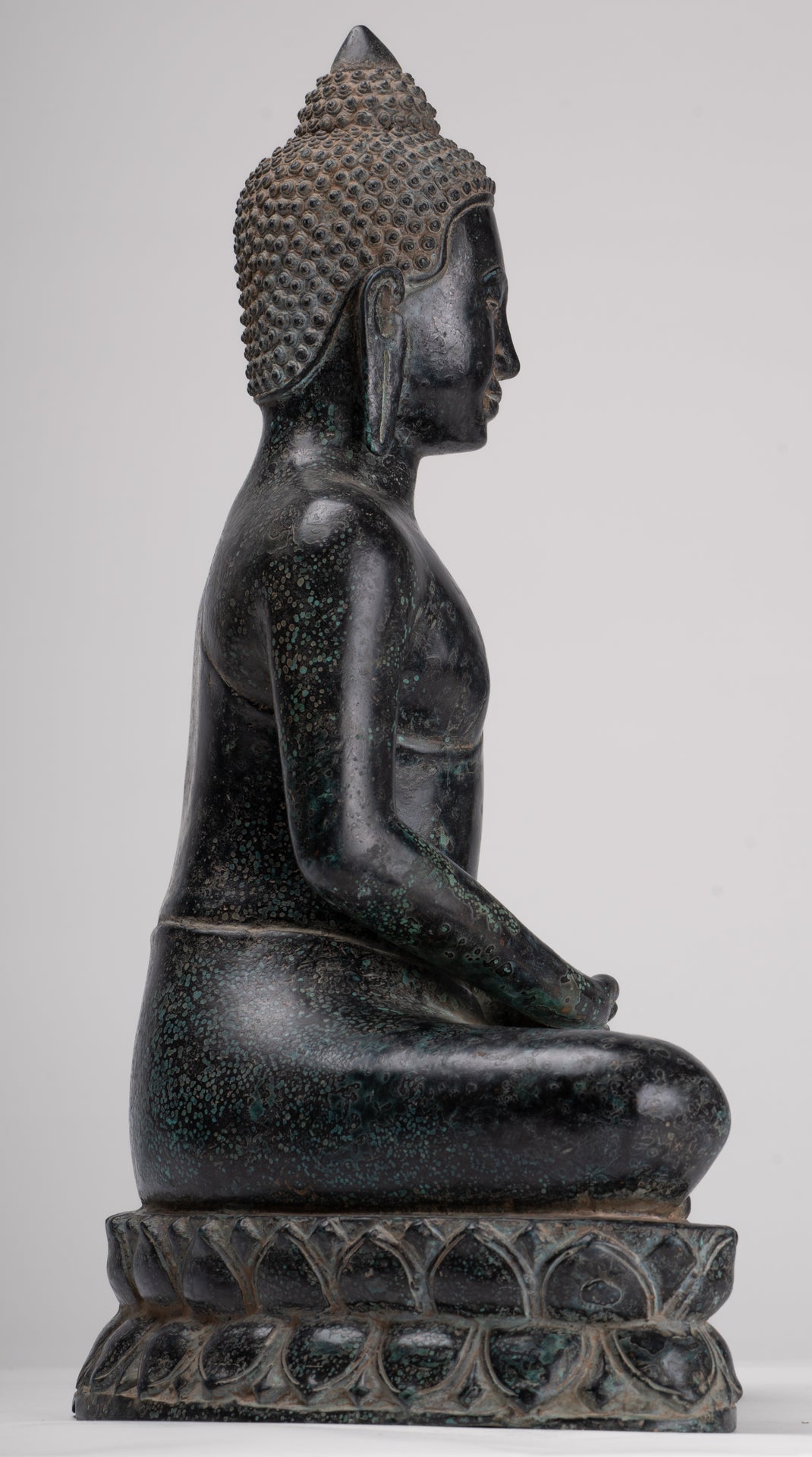 Buddha Statue - Antique Khmer Style Bronze Seated Meditation Buddha Statue - 42cm/17"
