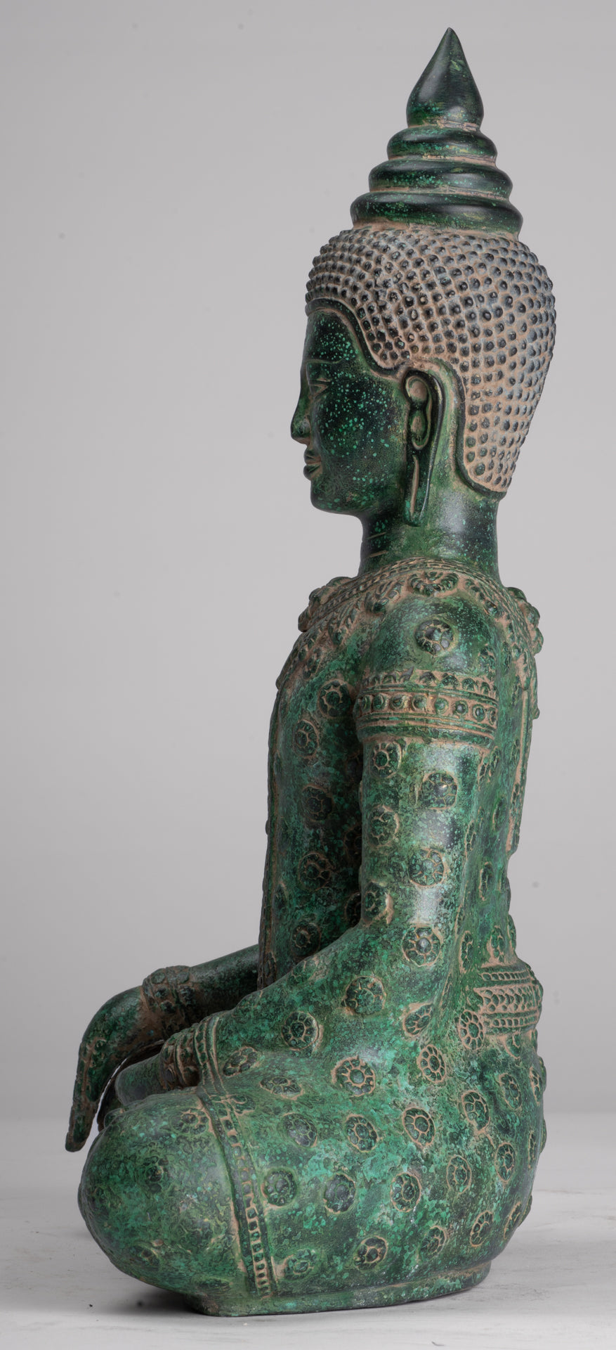 Buddha Statue - Antique Khmer Style Bronze Seated Enlightenment Buddha Statue - 37cm/15"