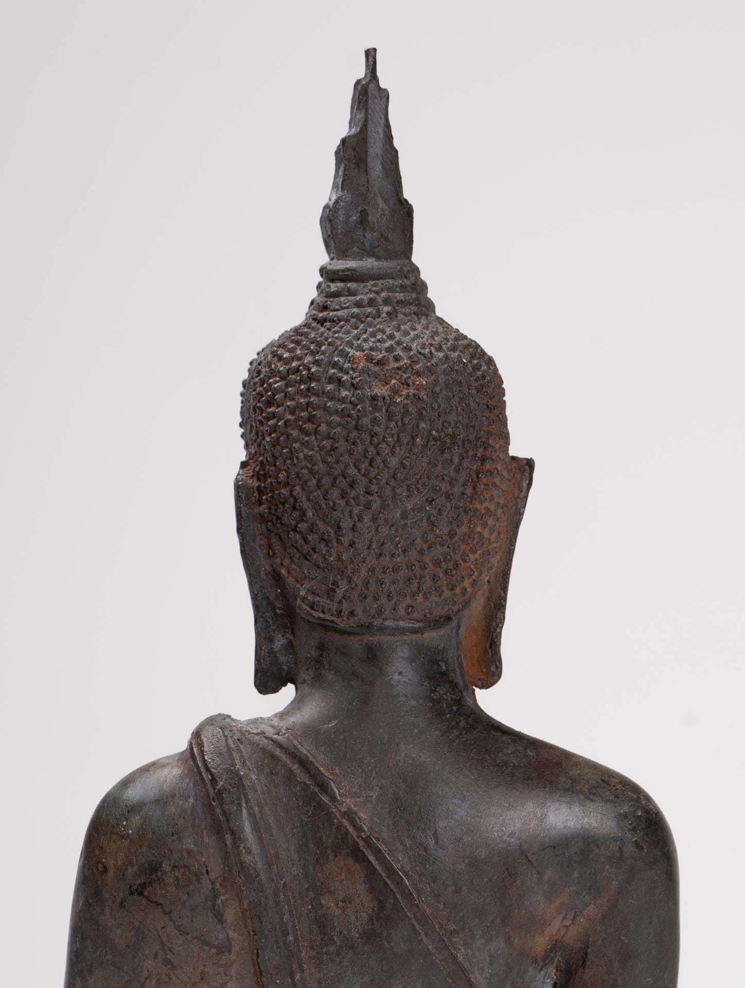 Buddha Statue - Antique Ayutthaya Style Seated Enlightenment Buddha Statue - 19cm/8"