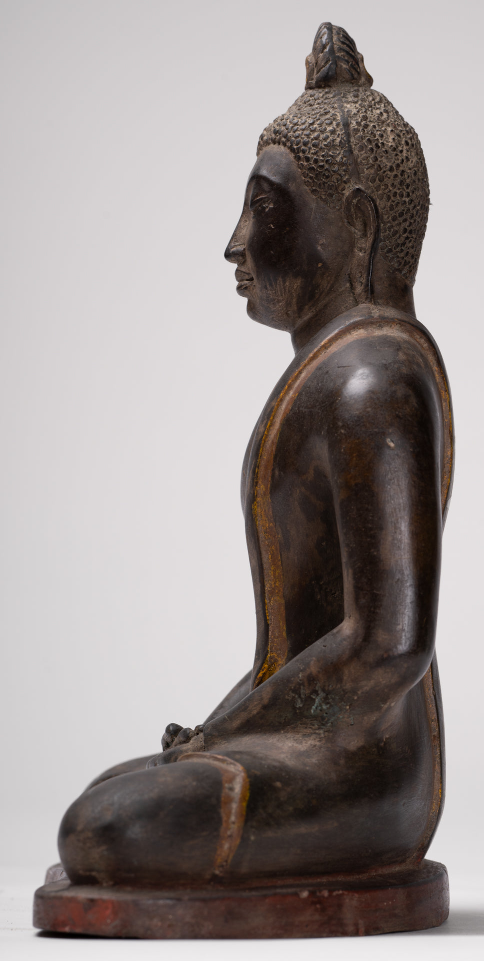Buddha Statue - Antique Sri Lanka Style Bronze Seated Meditation Buddha Statue - 28cm/11"