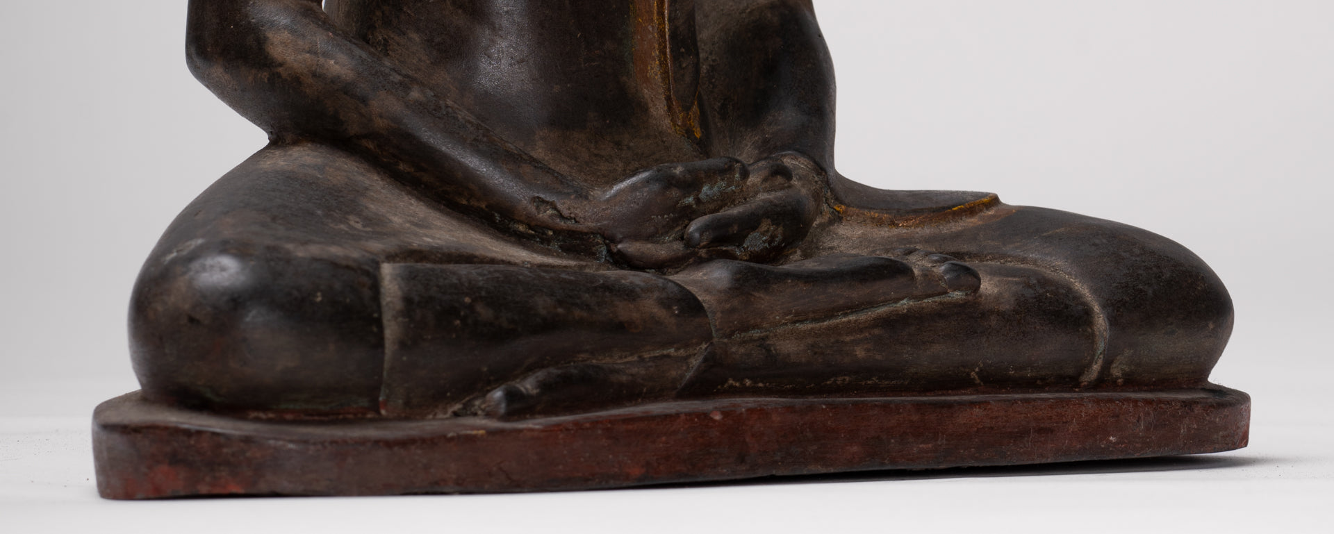 Buddha Statue - Antique Sri Lanka Style Bronze Seated Meditation Buddha Statue - 28cm/11"