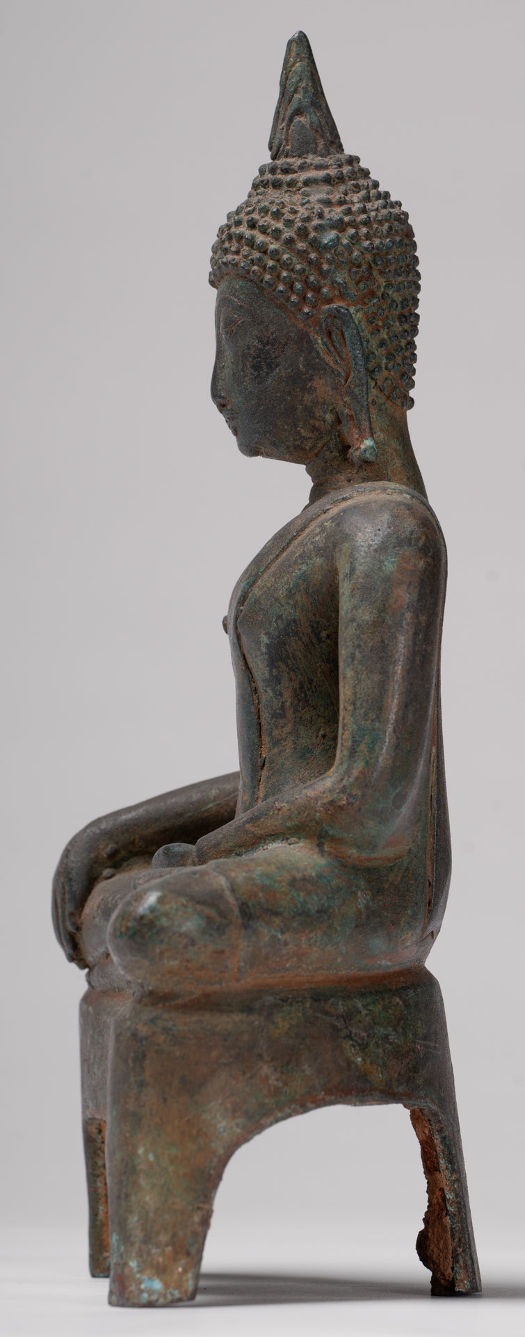 Buddha Statue - Antique Ayutthaya Style Seated Enlightenment Buddha Statue - 23cm/9"