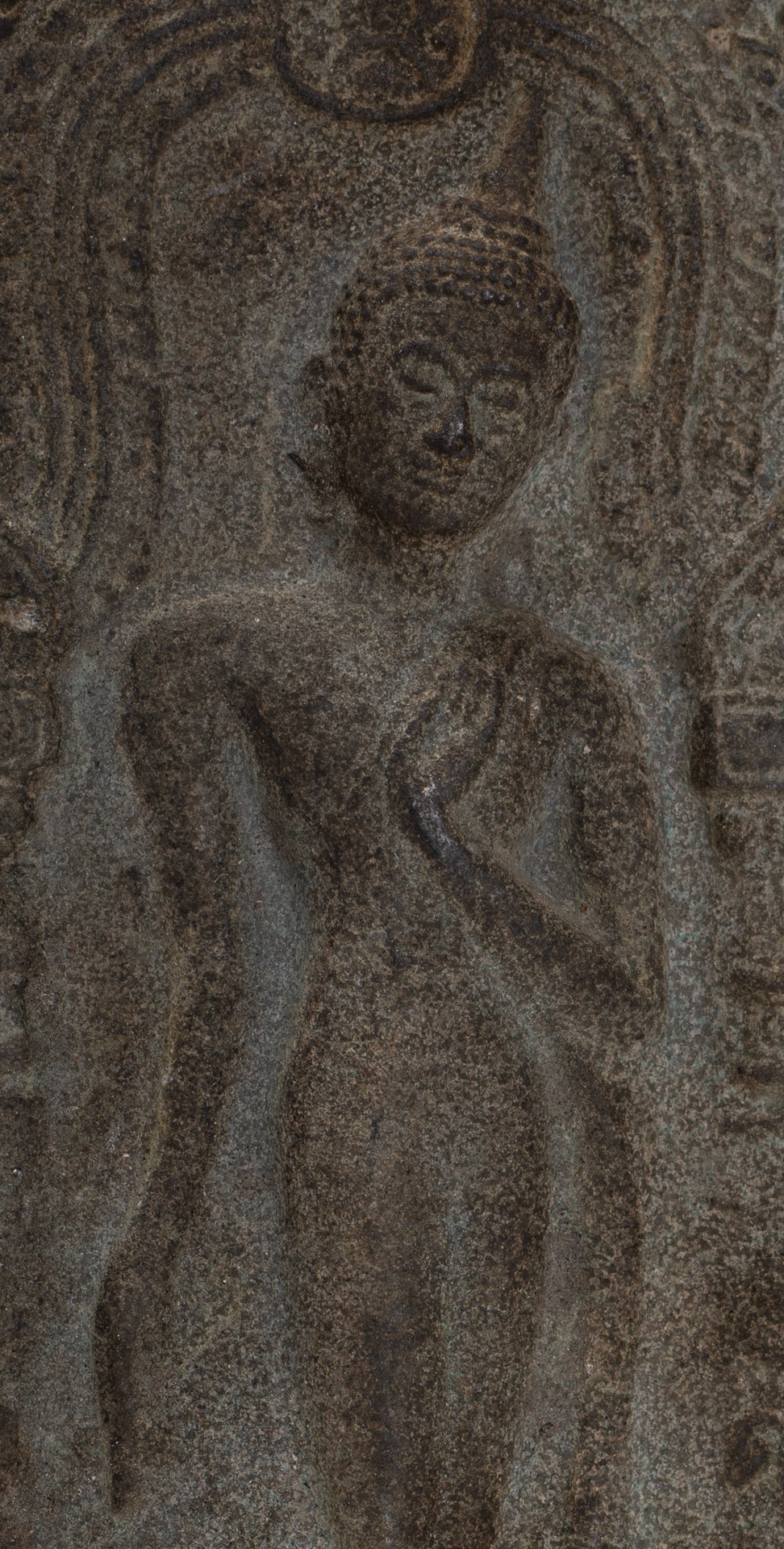 Votive Panel - Antique Thai Style Bronze Walking Buddha Votive Panel - 16cm/6"