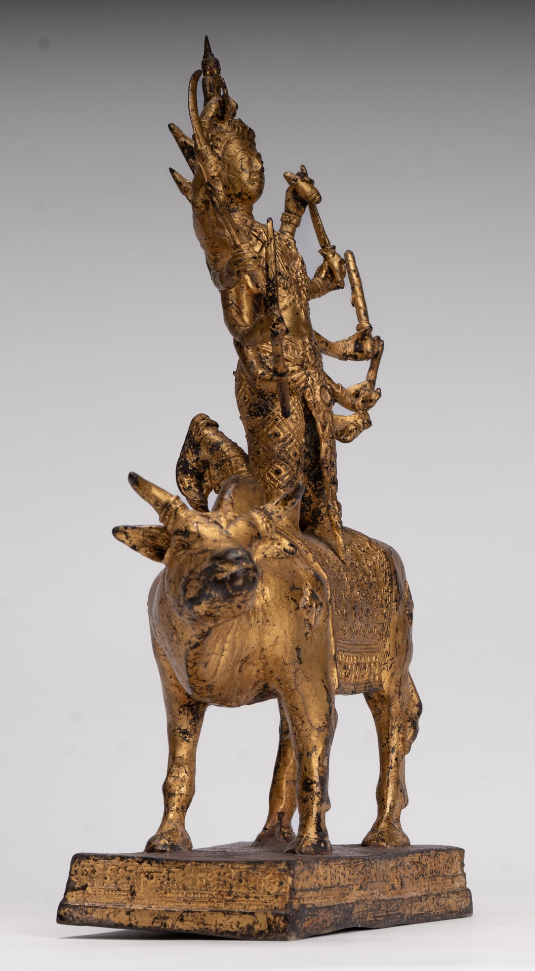 Shiva and Nandi - Antique Thai Style Rattanakosin Shiva and Nandi Statue - 27cm/11"