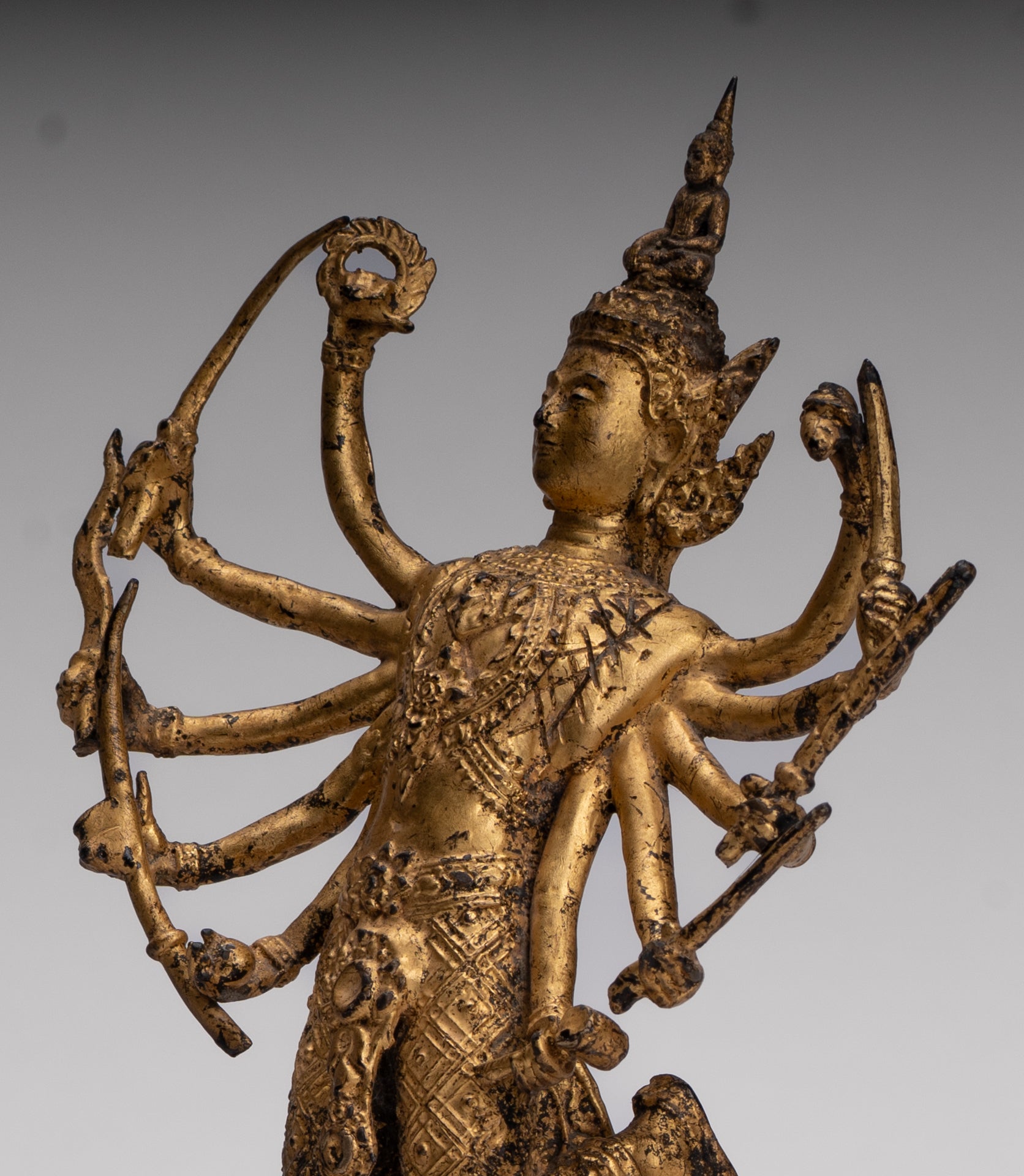 Shiva and Nandi - Antique Thai Style Rattanakosin Shiva and Nandi Statue - 27cm/11"