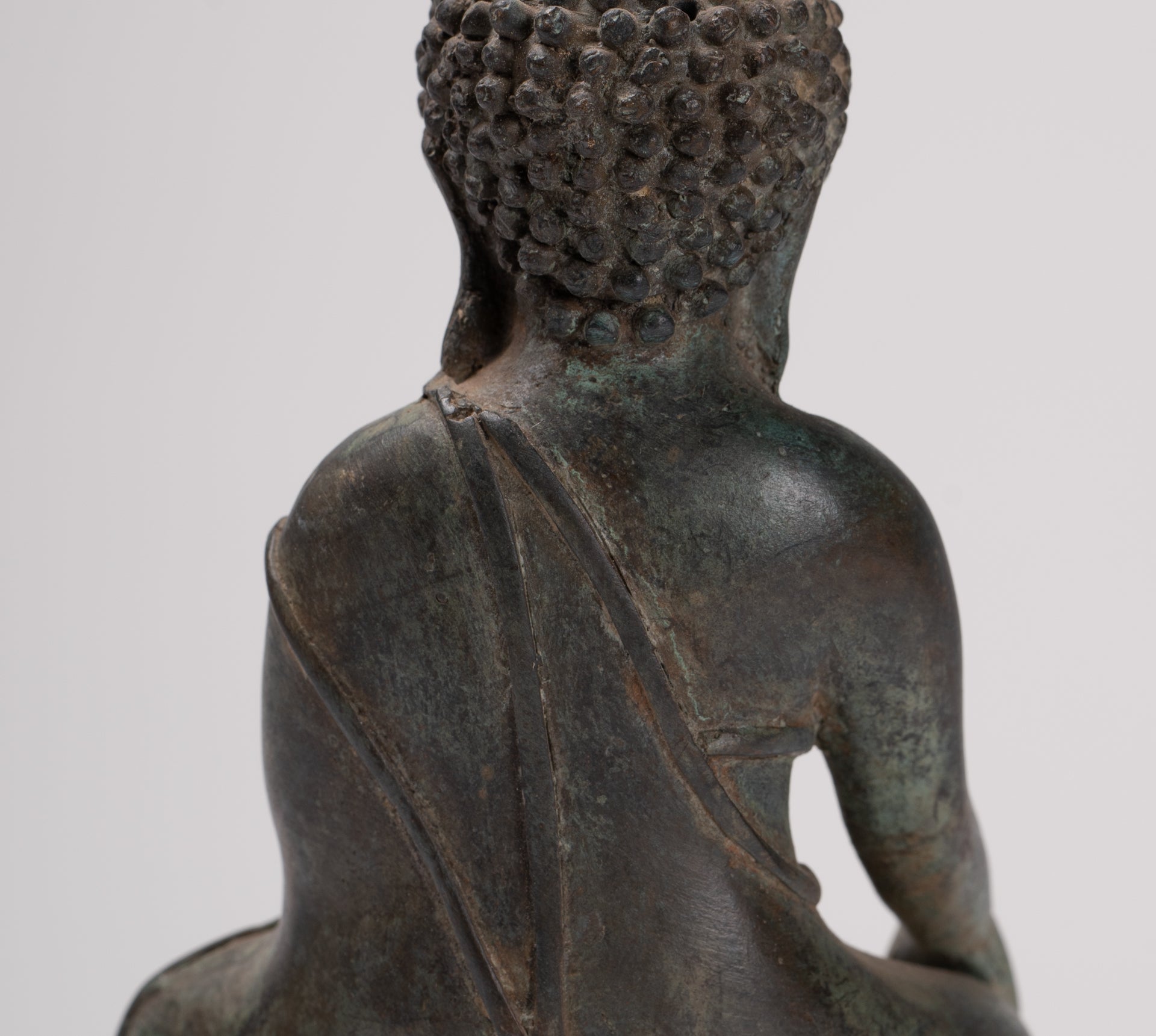 Buddha Statue - Antique Chinese Style Seated Bronze Enlightenment Buddha - 16cm/6"