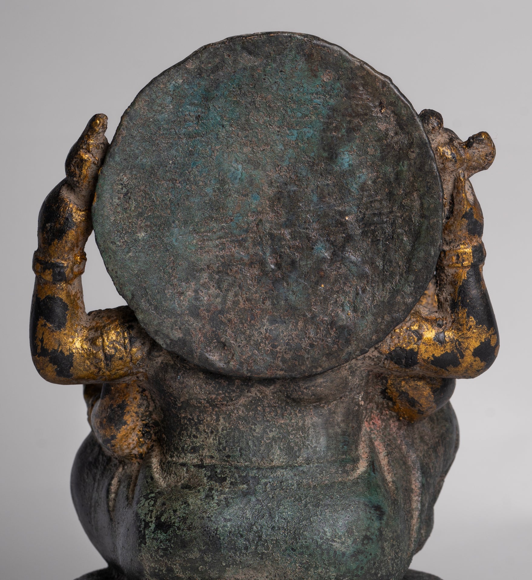 Ganesh - Antique Thai Style Bronze Seated Ganesha - 23cm/9"