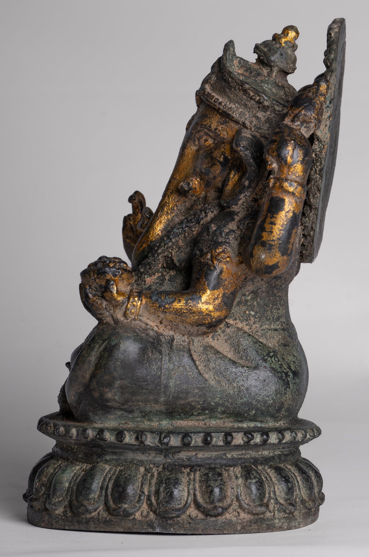 Ganesh - Antique Thai Style Bronze Seated Ganesha - 23cm/9"