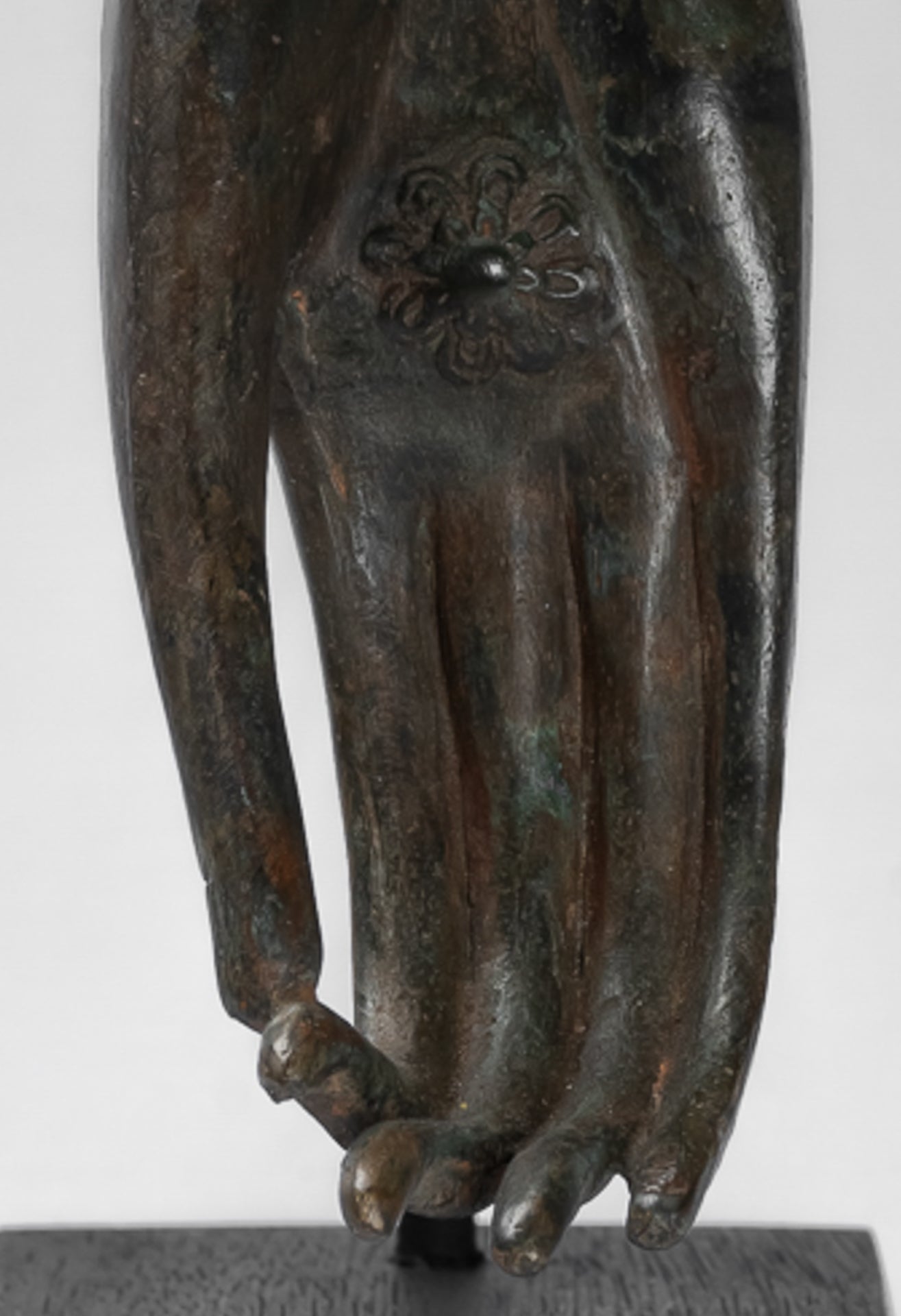 Mounted Antique Thai Style Southeast Asia Bronze Thai Teaching Hand - 25cm/10"