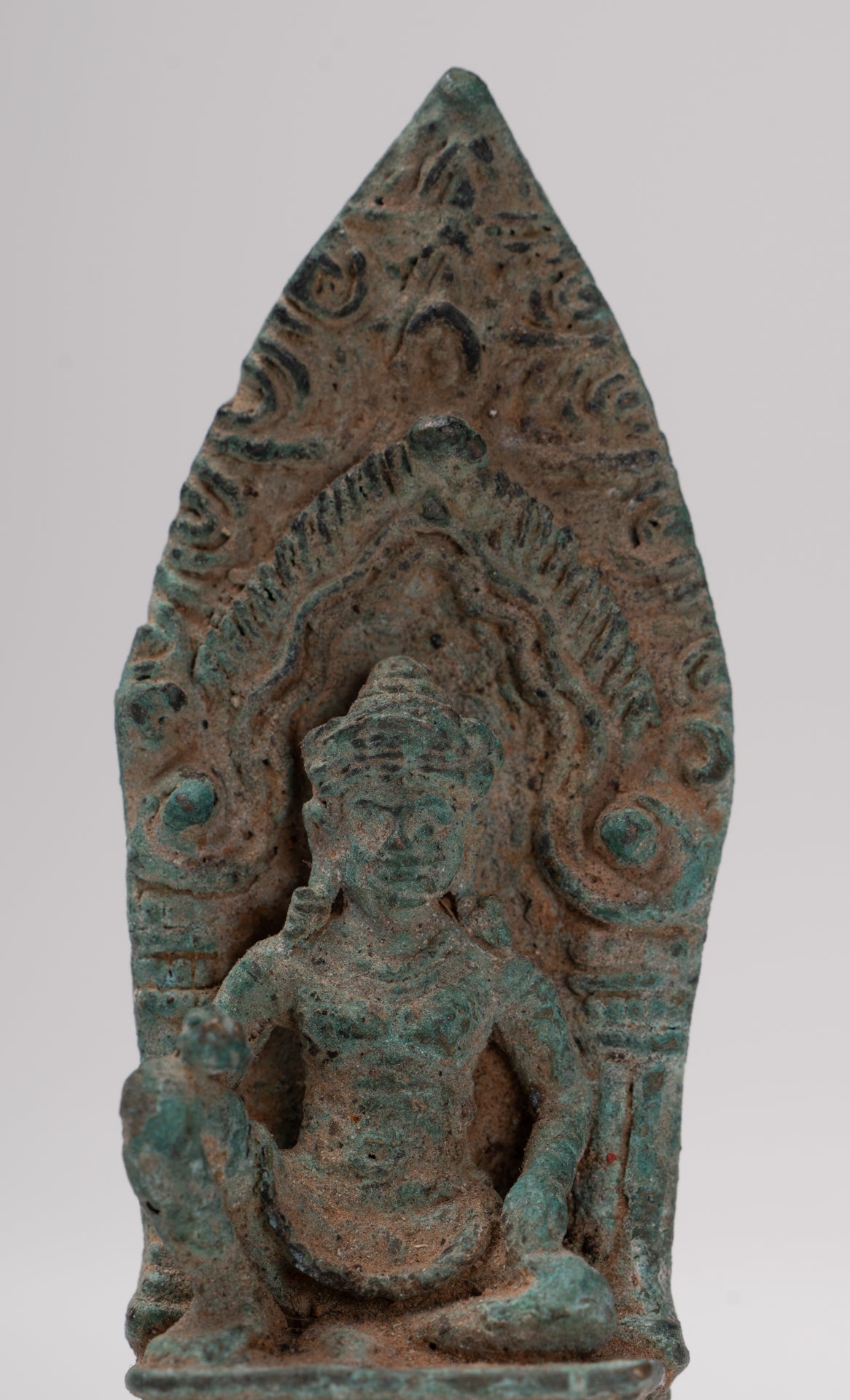 Vishnu Statue - Antique Baphuon Style Stone Seated Khmer Vishnu Statue - 7.5cm / 3"