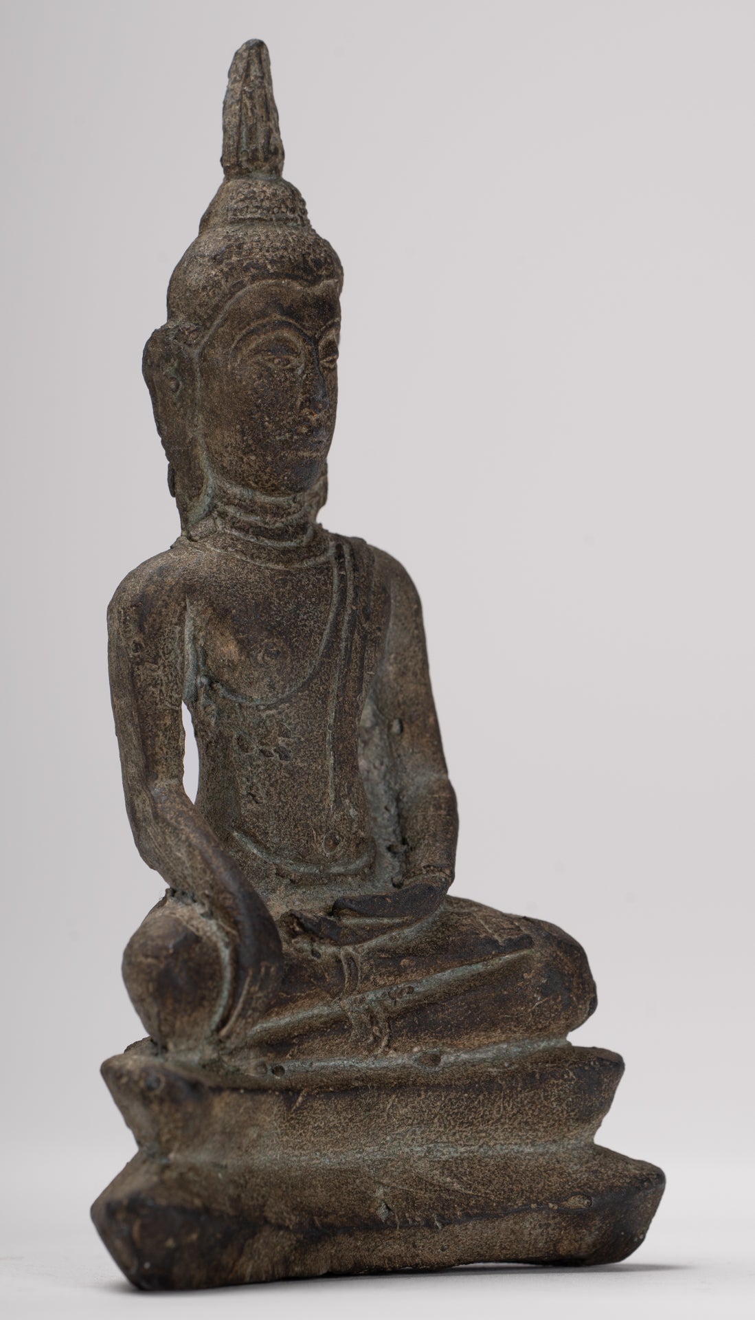 Buddha Statue - Antique Ayutthaya Style Seated Enlightenment Buddha Statue - 12.5cm/5"