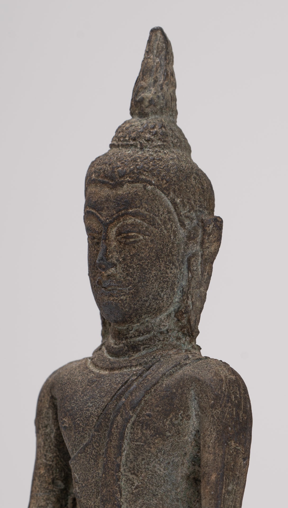 Buddha Statue - Antique Ayutthaya Style Seated Enlightenment Buddha Statue - 12.5cm/5"