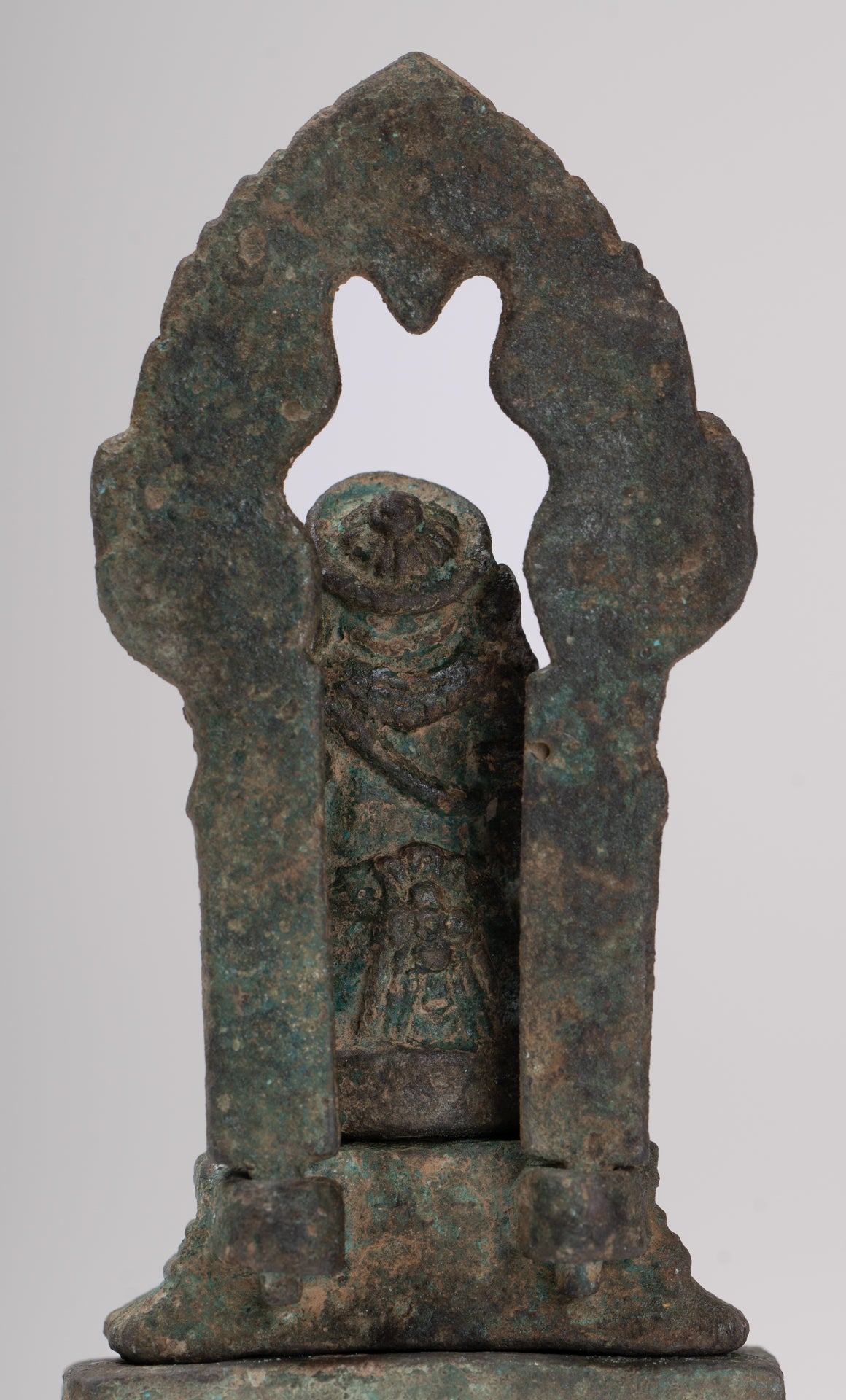 Ganesha Statue - Antique Thai Style Enthroned Bronze Seated Ganesha Statue - 11.5cm/5"