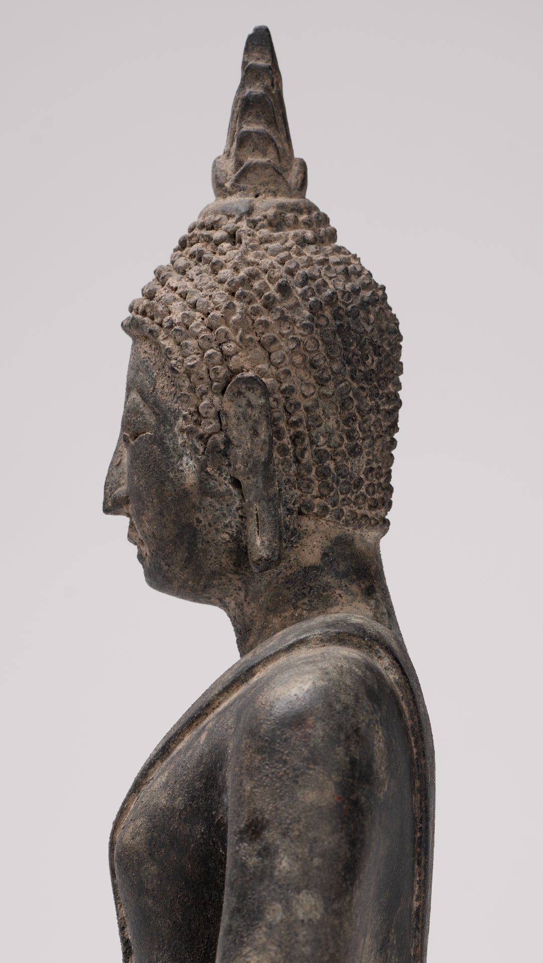 Buddha Statue - Antique U Thong Style Bronze Enlightenment Buddha Statue - 23.5cm/9"