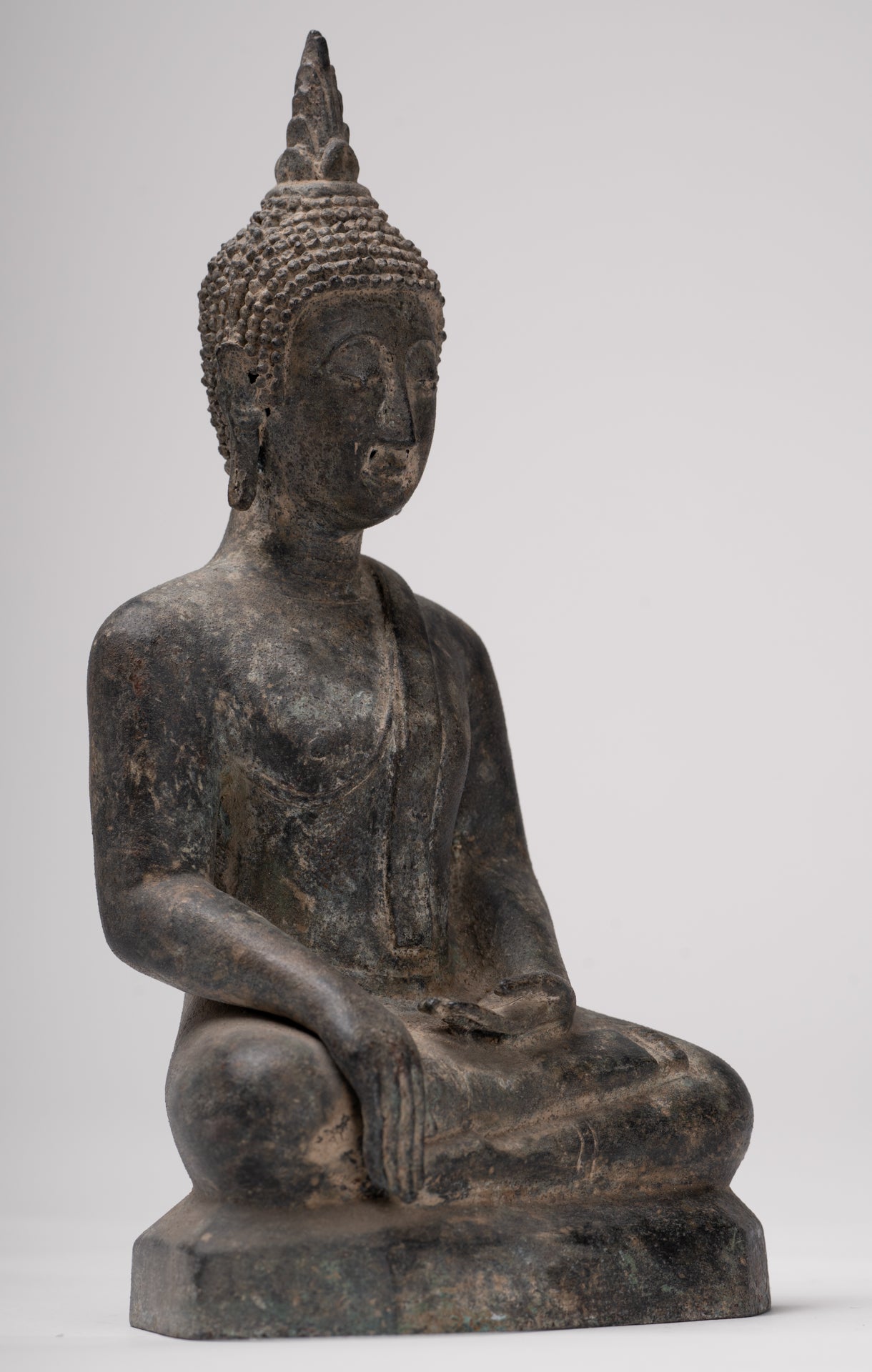 Buddha Statue - Antique U Thong Style Bronze Enlightenment Buddha Statue - 23.5cm/9"