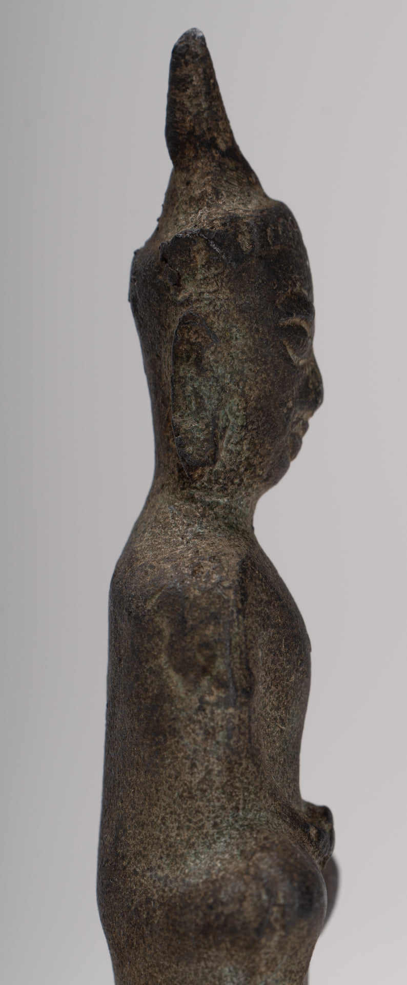 Antique Thai Style Seated Bronze Ayutthaya Meditation Buddha Statue - 9cm/4"