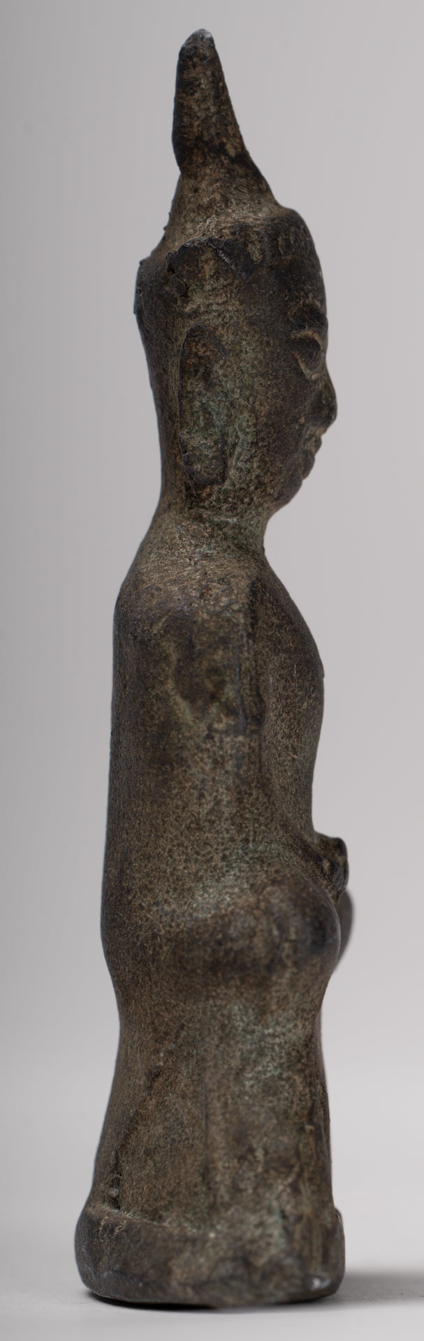 Antique Thai Style Seated Bronze Ayutthaya Meditation Buddha Statue - 9cm/4"