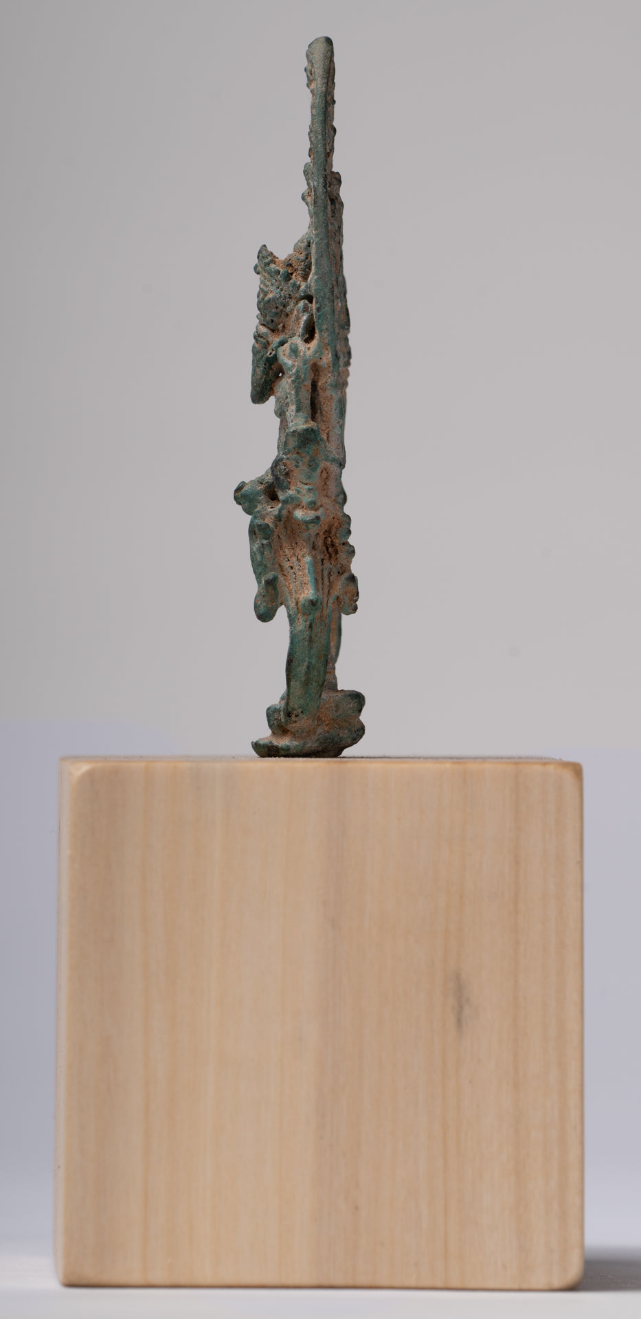 Ganesha Statue - Antique Khmer Style Enthroned Bronze Standing Ganesha Statue - 16cm/6"